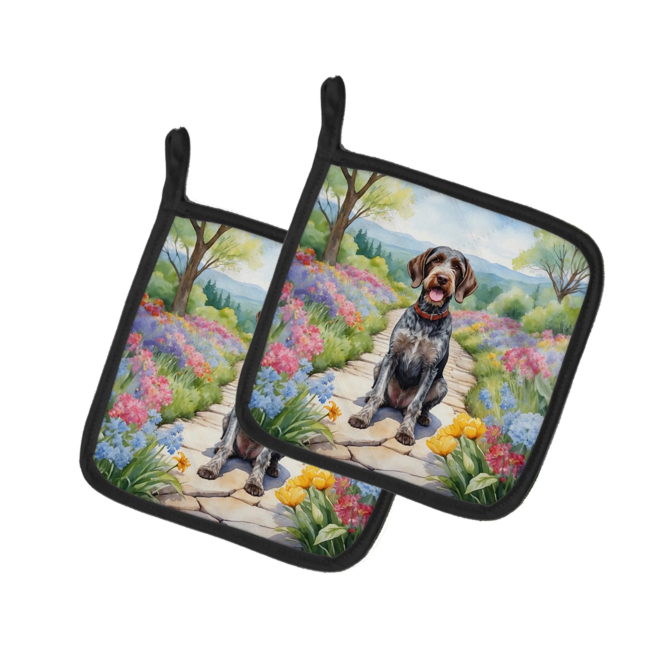 Spring Path Pair of Pot Holders - Size: 7.5HX7.5W | Pack Of: 1 | Collection name: Spring path