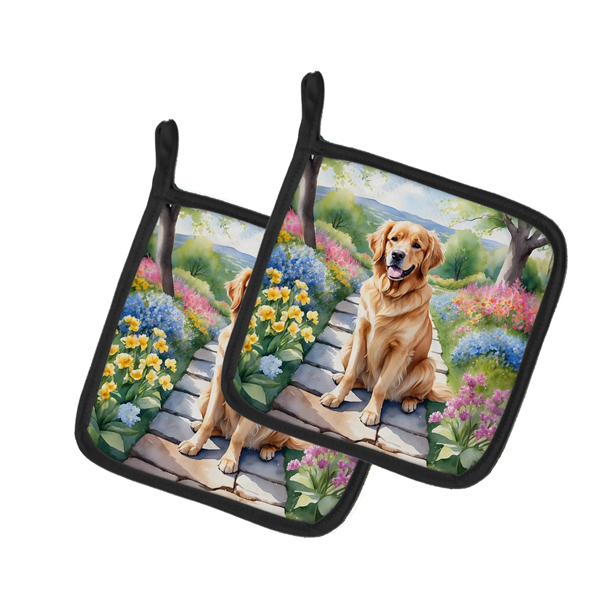 Spring Path Pair of Pot Holders - Size: 7.5HX7.5W | Pack Of: 1 | Collection name: Spring path