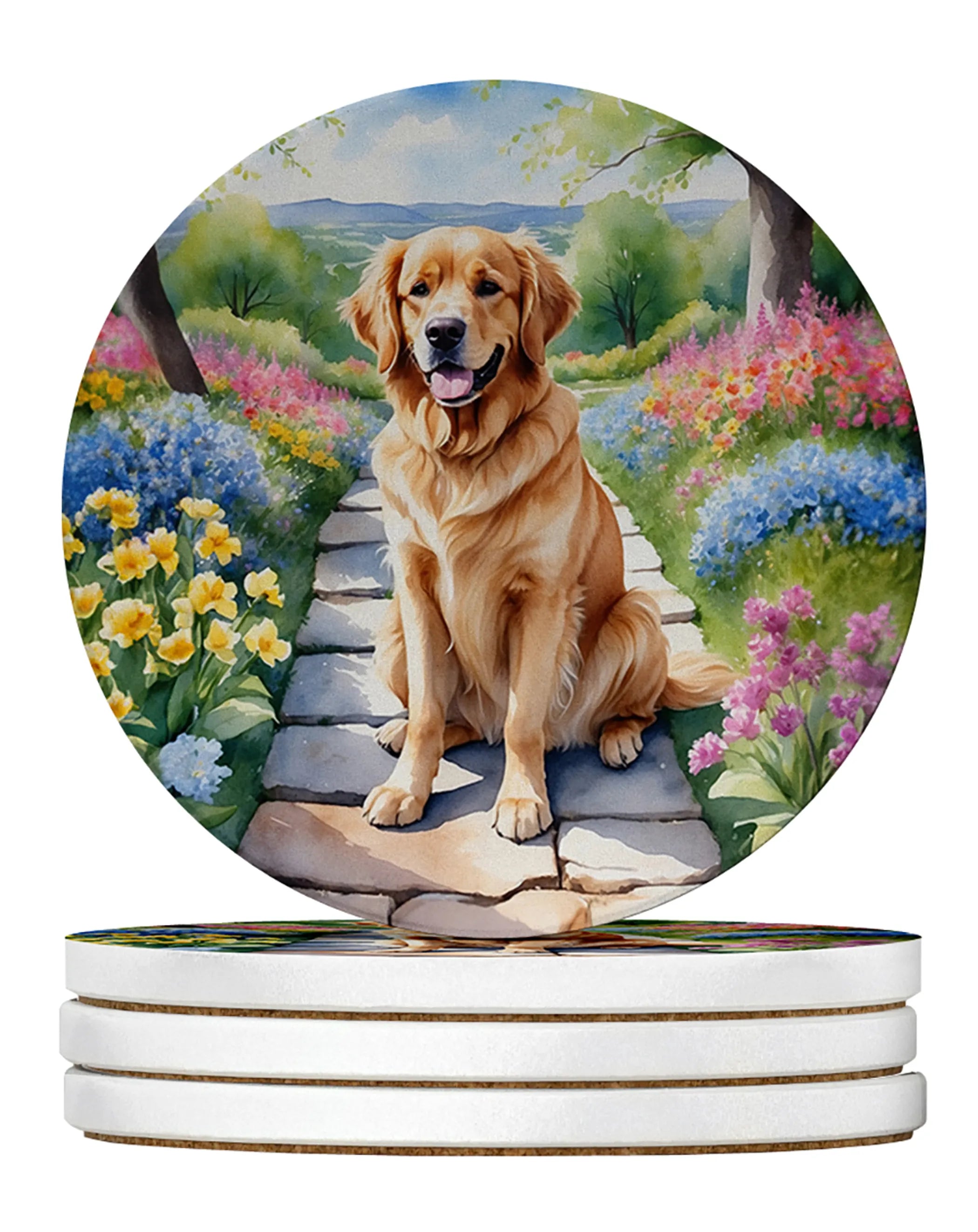Spring Path Large Sandstone Coasters (Pack of 4)