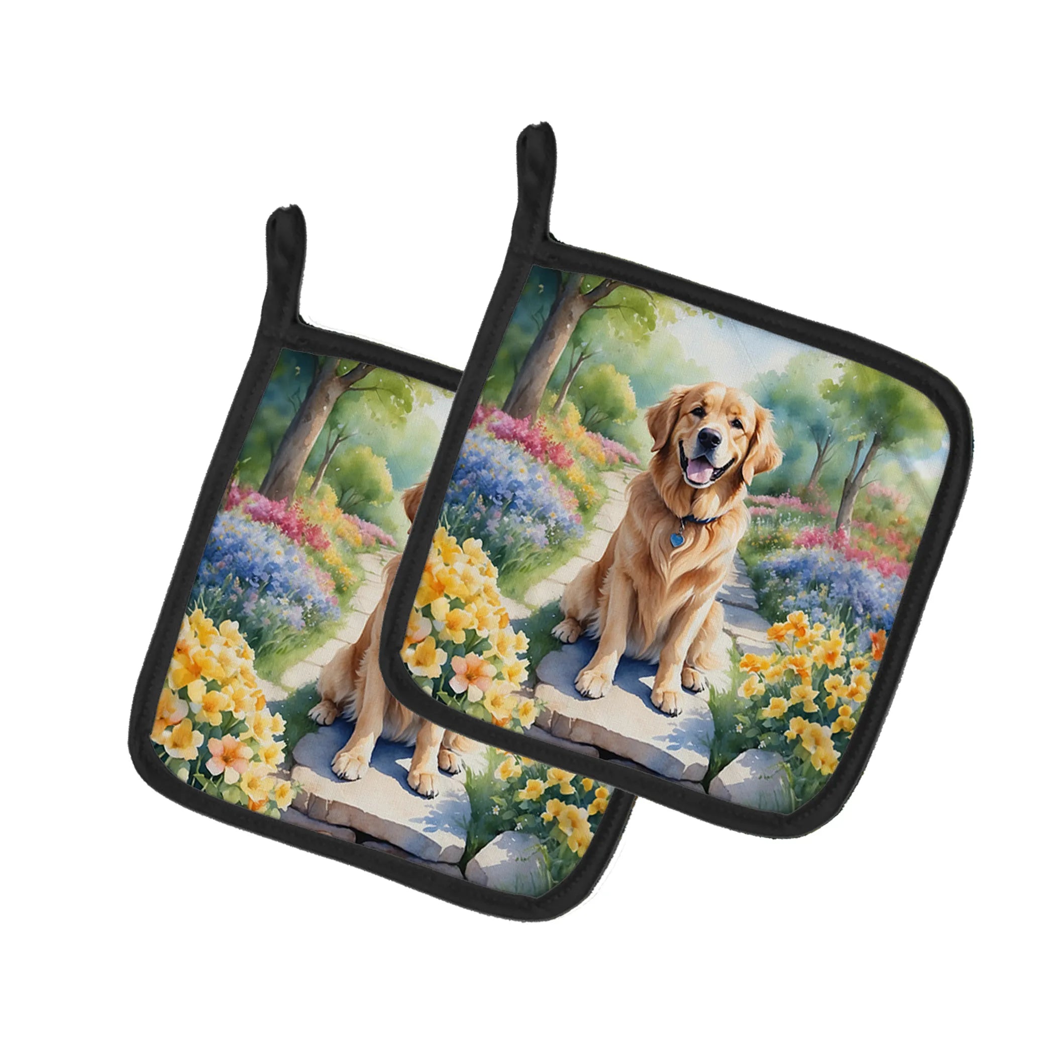 Spring Path Pair of Pot Holders - Size: 7.5HX7.5W | Pack Of: 1 | Collection name: Spring path