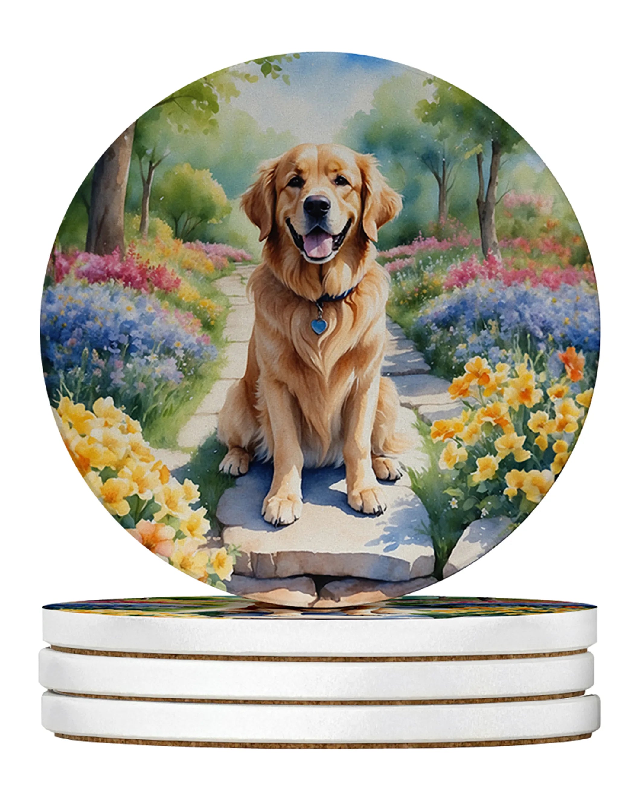 Spring Path Large Sandstone Coasters (Pack of 4)