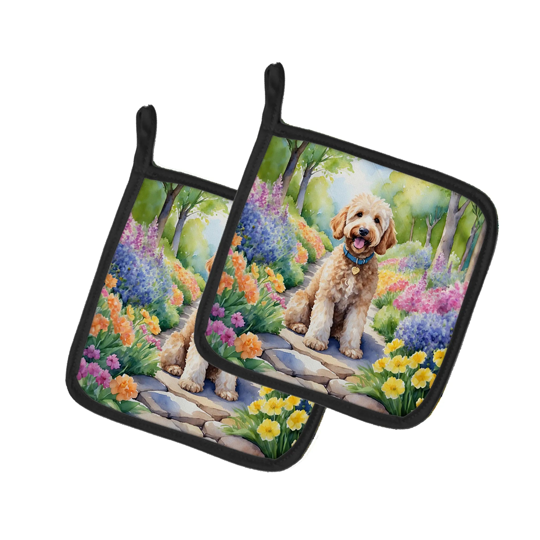 Spring Path Pair of Pot Holders - Size: 7.5HX7.5W | Pack Of: 1 | Collection name: Spring path