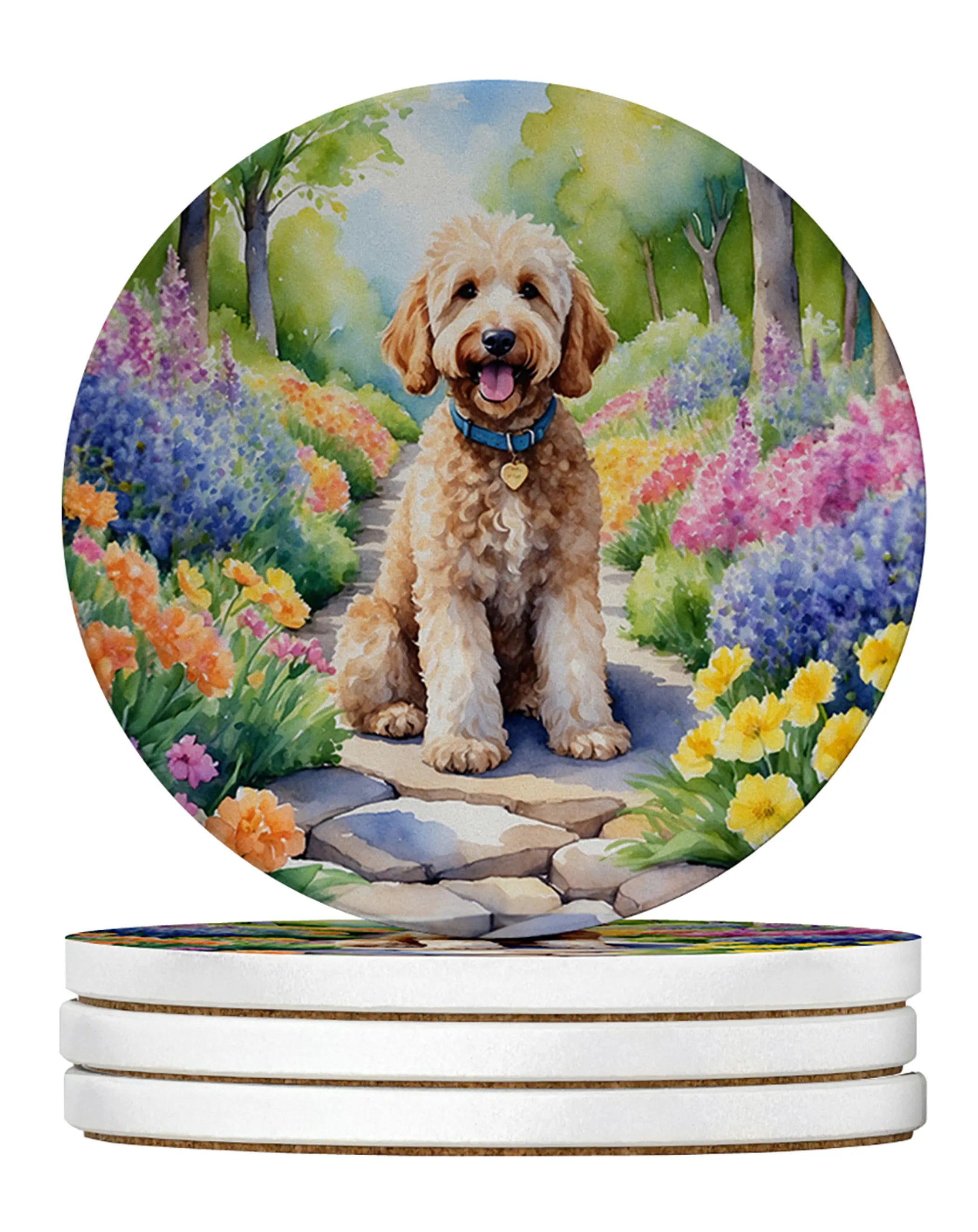 Spring Path Large Sandstone Coasters (Pack of 4)