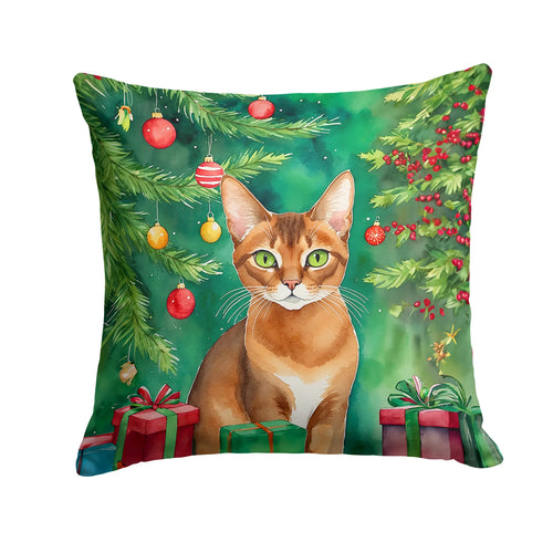 Cat By Christmas Tree Throw Pillow - Pack Of: 1 | Collection name: Cat by christmas tree