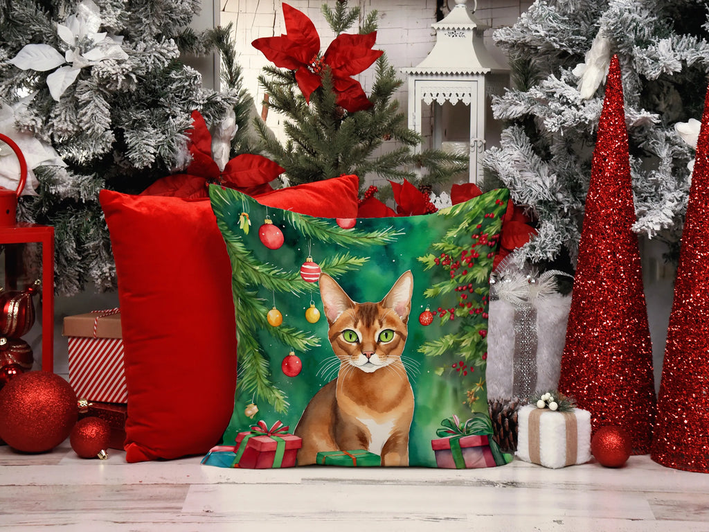 Cat By Christmas Tree Throw Pillow - Pack Of: 1 | Collection name: Cat by christmas tree