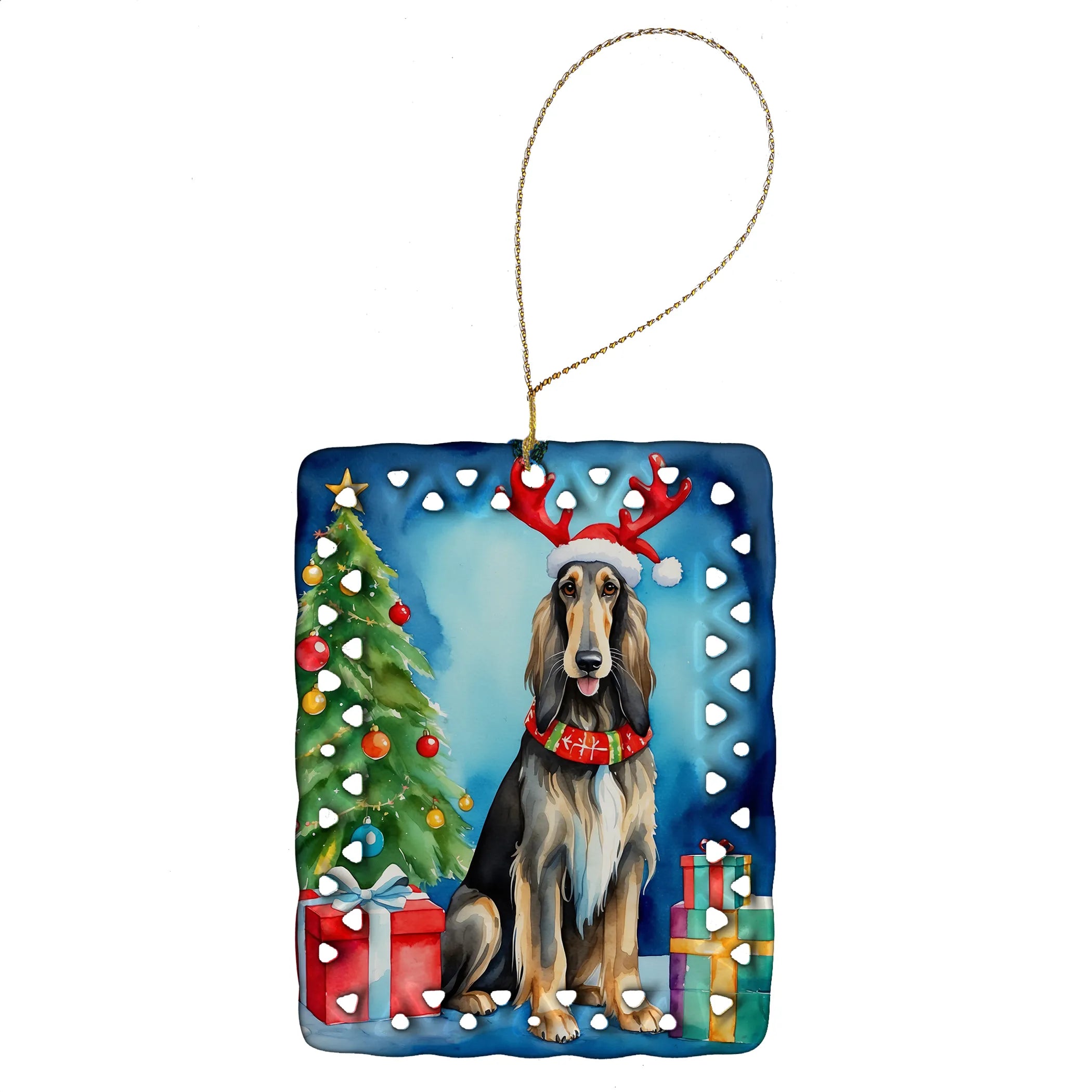 Christmas Reindeer Porcelain Ornament
