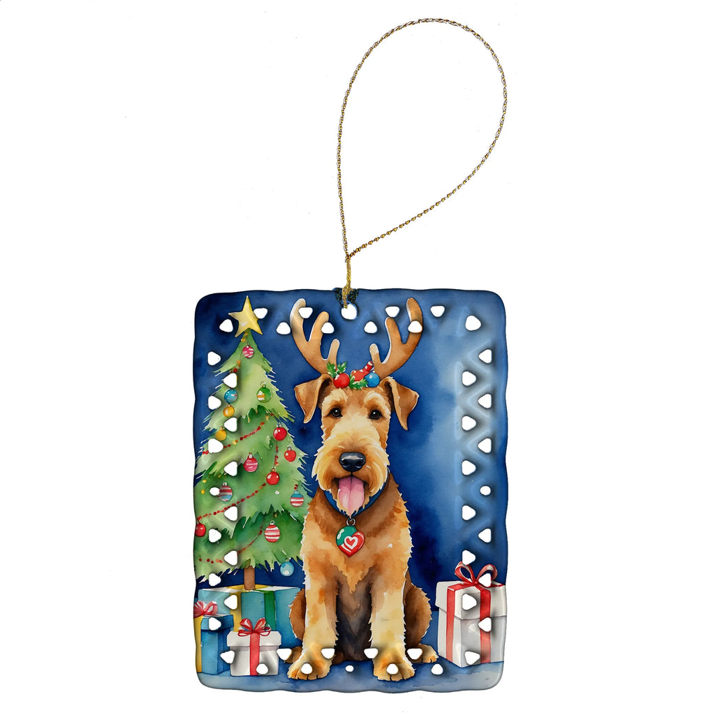 Christmas Reindeer Porcelain Ornament