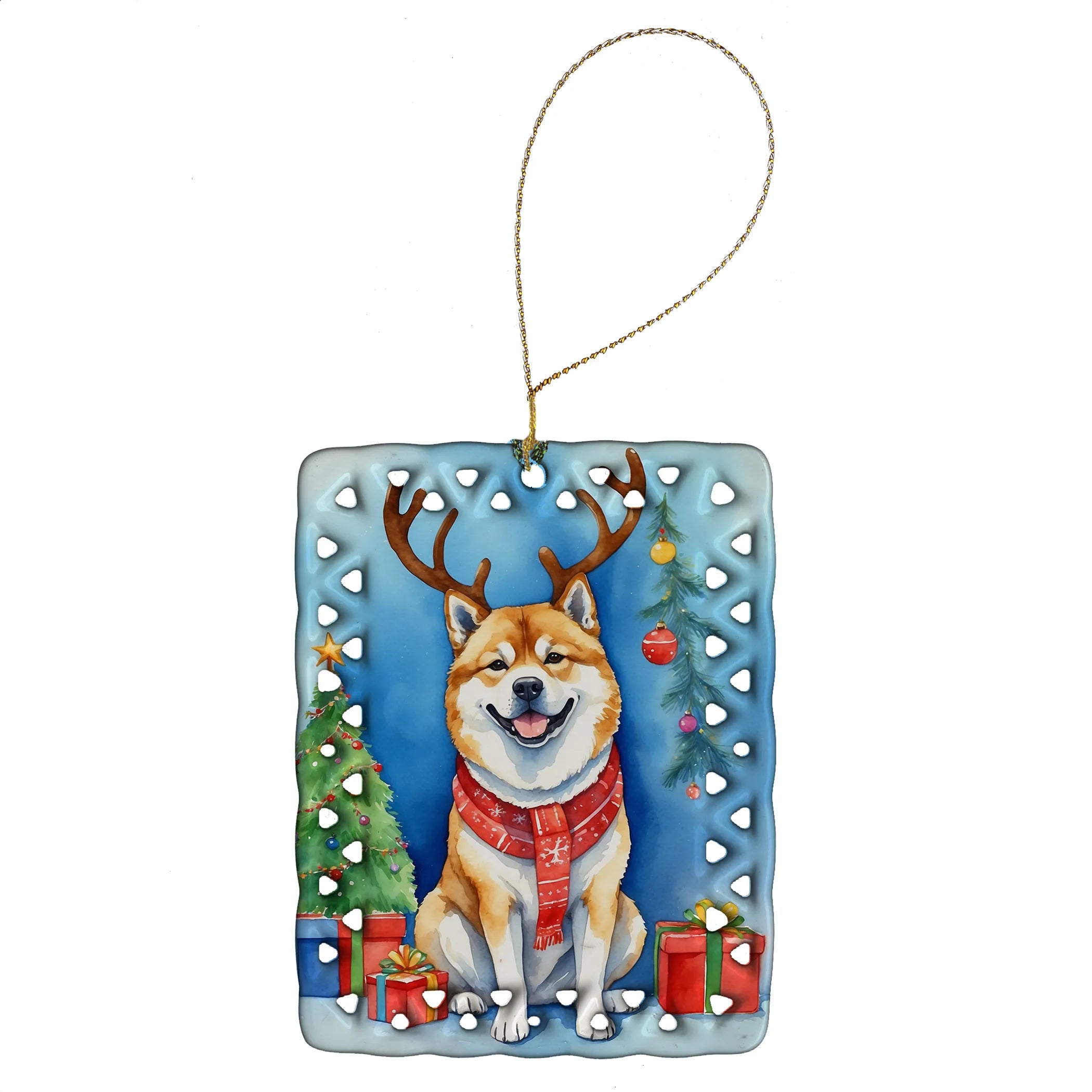 Christmas Reindeer Porcelain Ornament