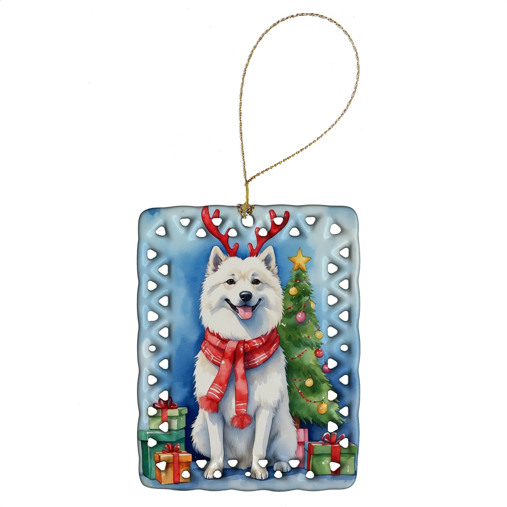 Christmas Reindeer Porcelain Ornament