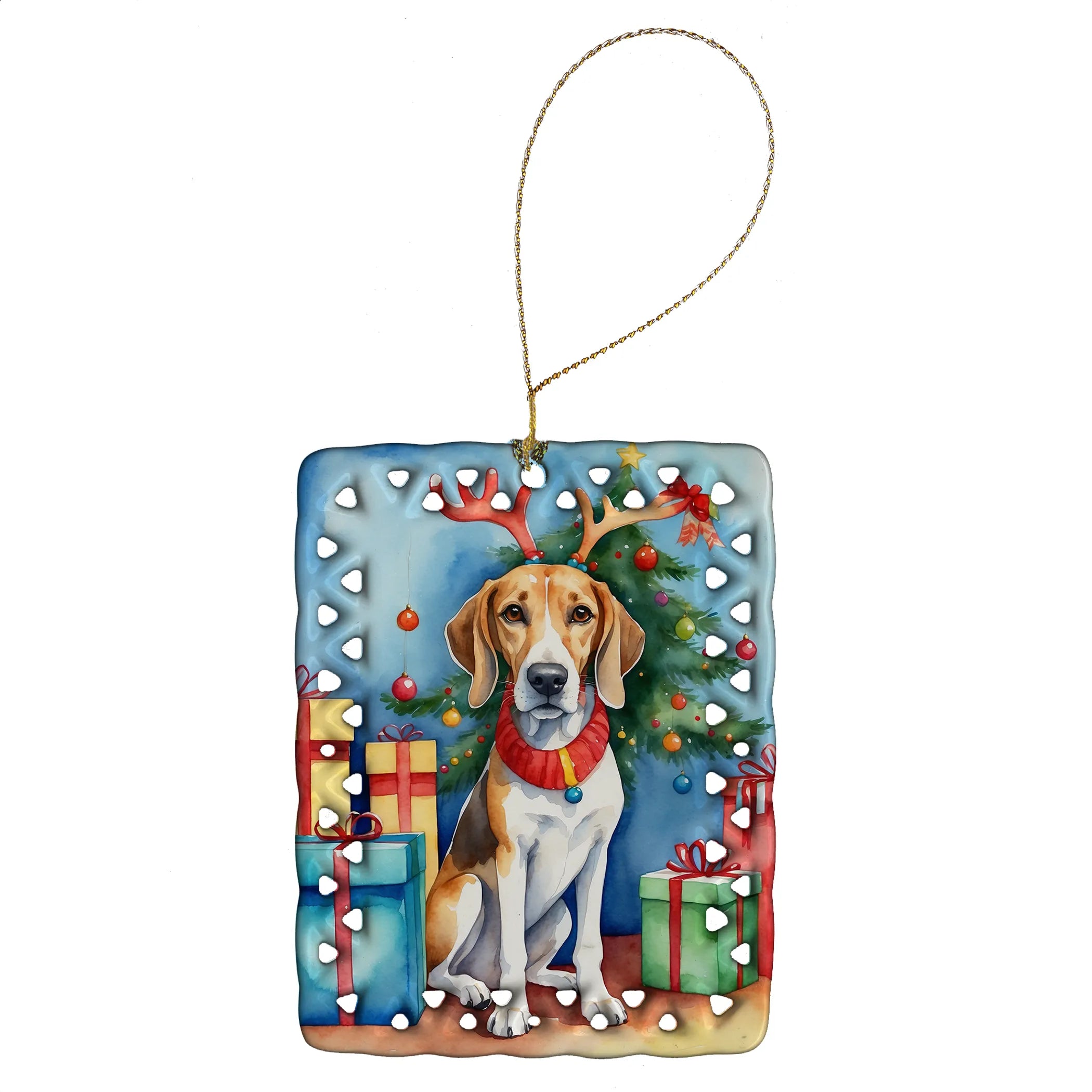 Christmas Reindeer Porcelain Ornament