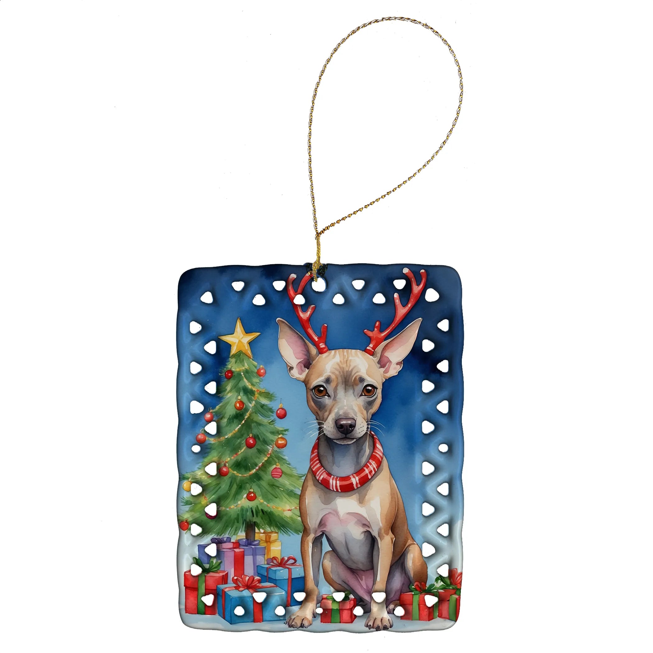 Christmas Reindeer Porcelain Ornament