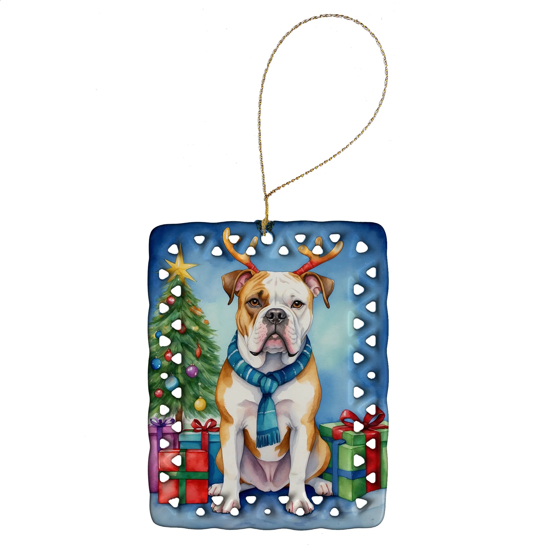 Christmas Reindeer Porcelain Ornament