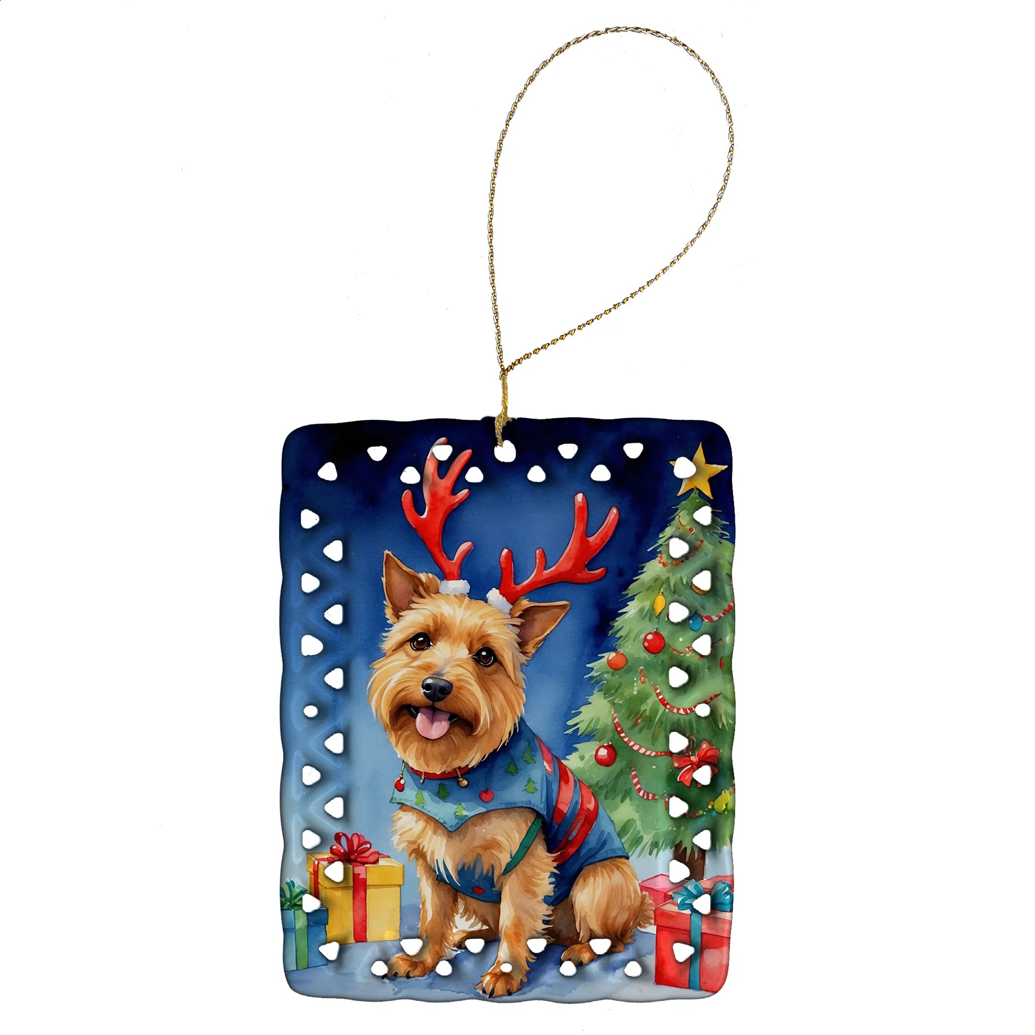 Christmas Reindeer Porcelain Ornament