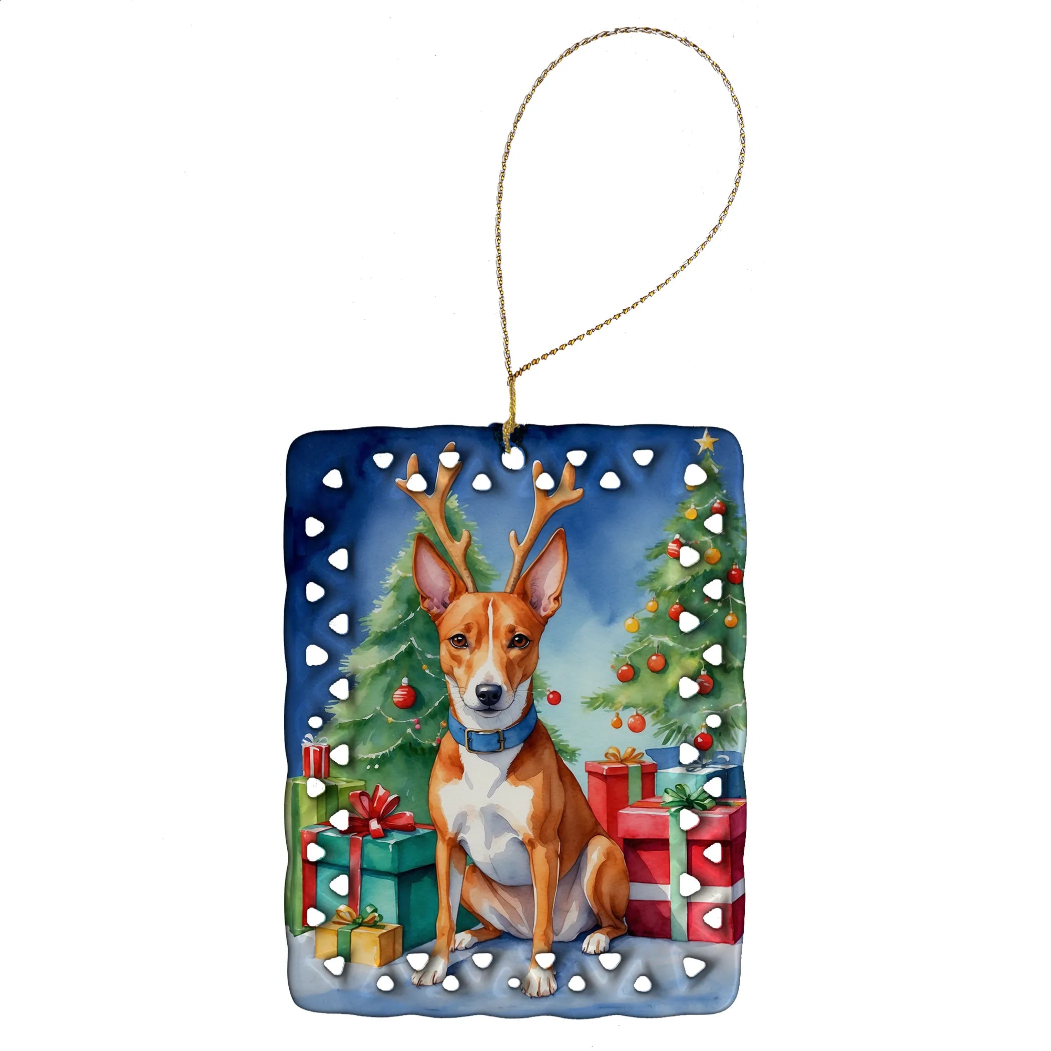 Christmas Reindeer Porcelain Ornament