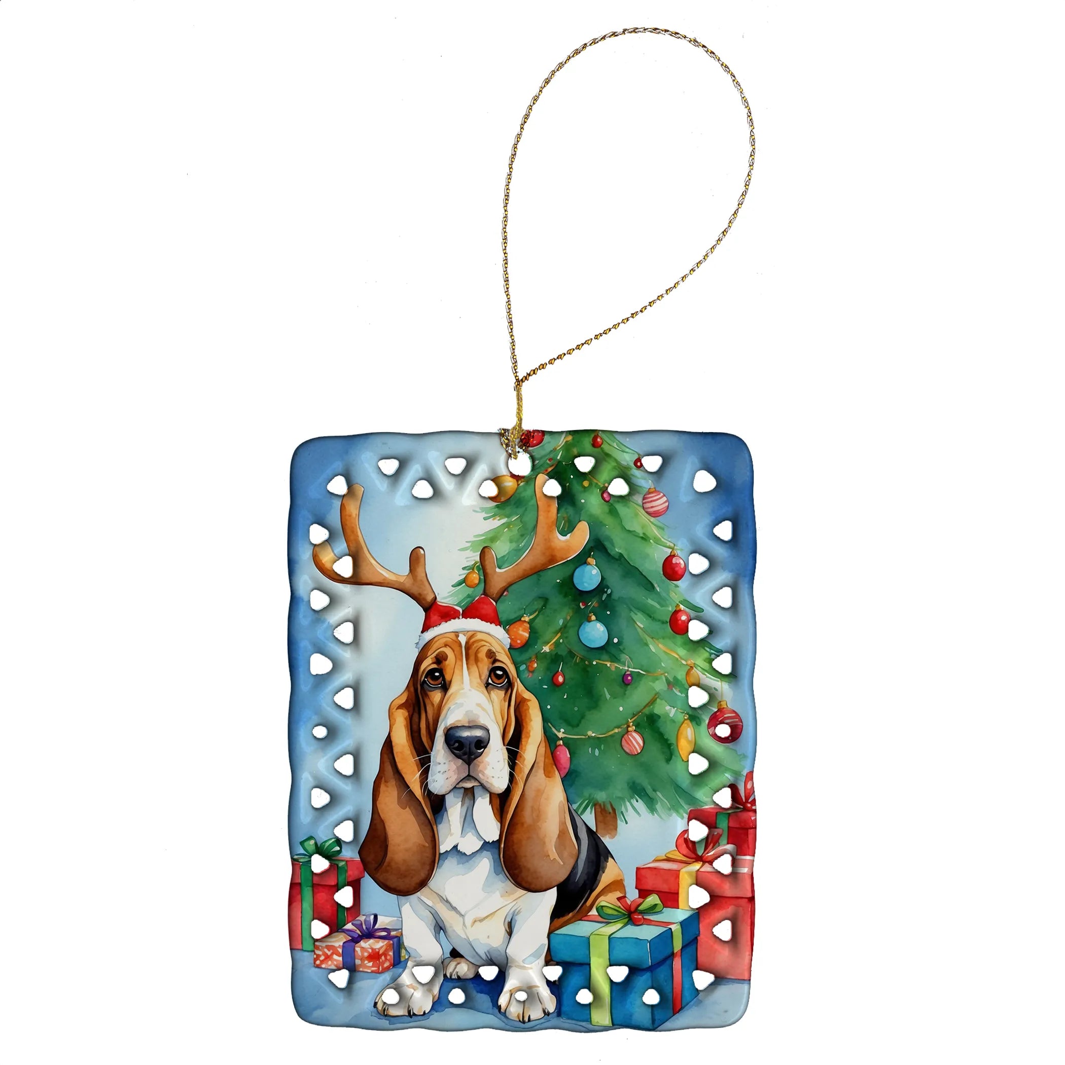 Christmas Reindeer Porcelain Ornament