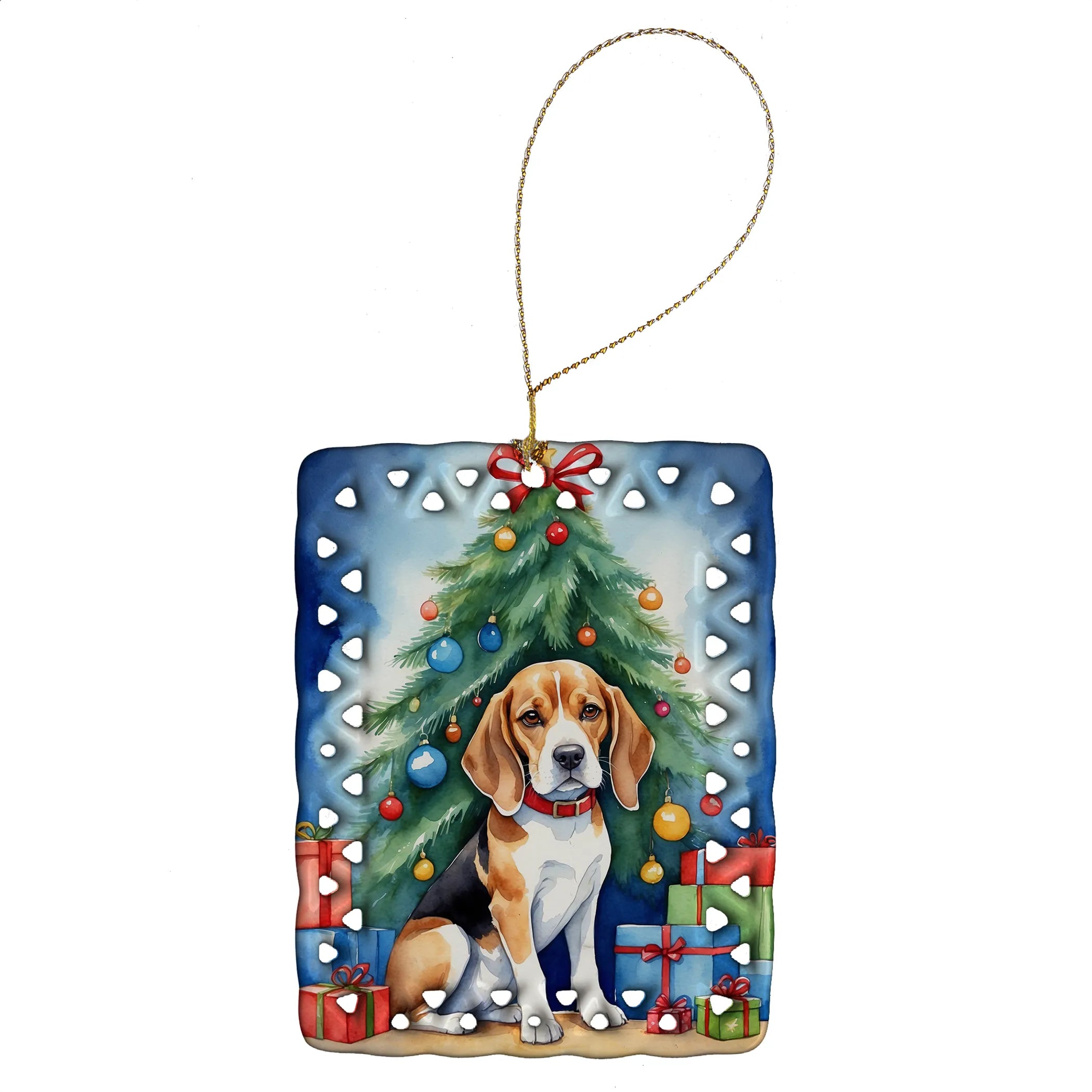 Christmas Reindeer Porcelain Ornament