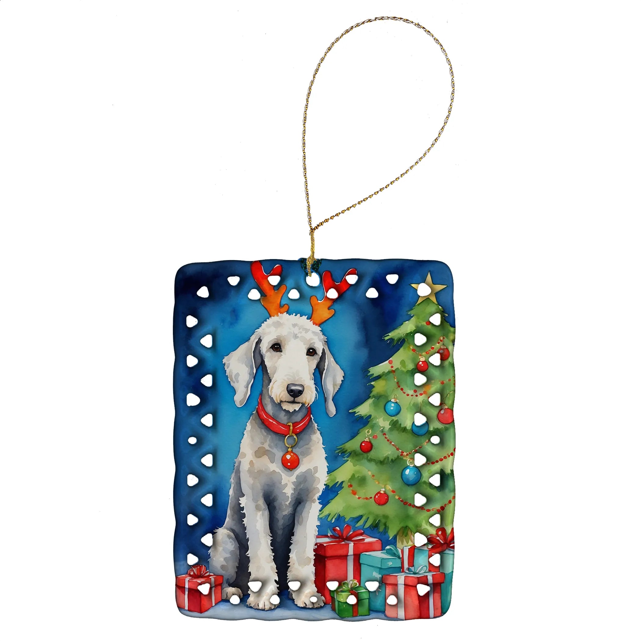 Christmas Reindeer Porcelain Ornament
