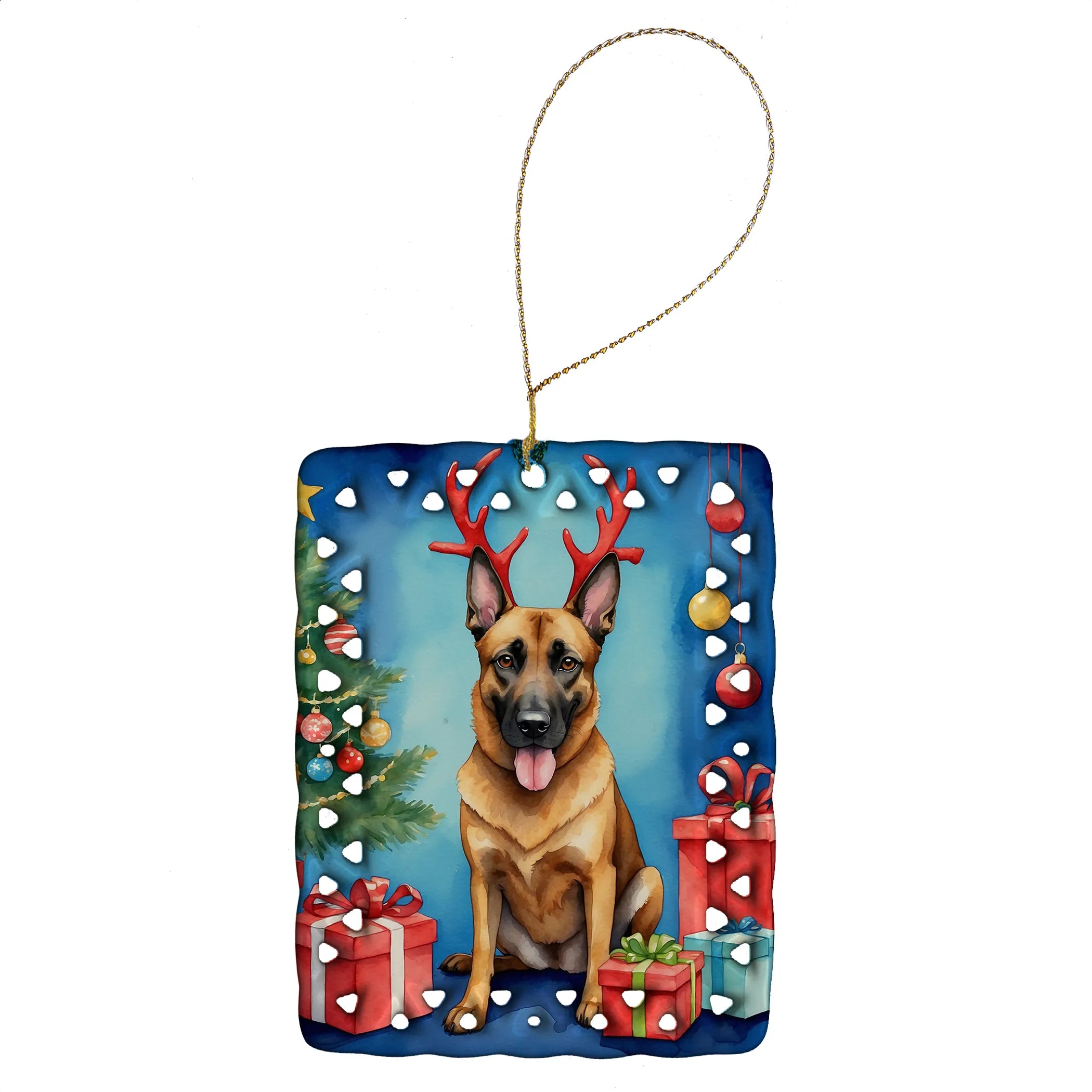 Christmas Reindeer Porcelain Ornament