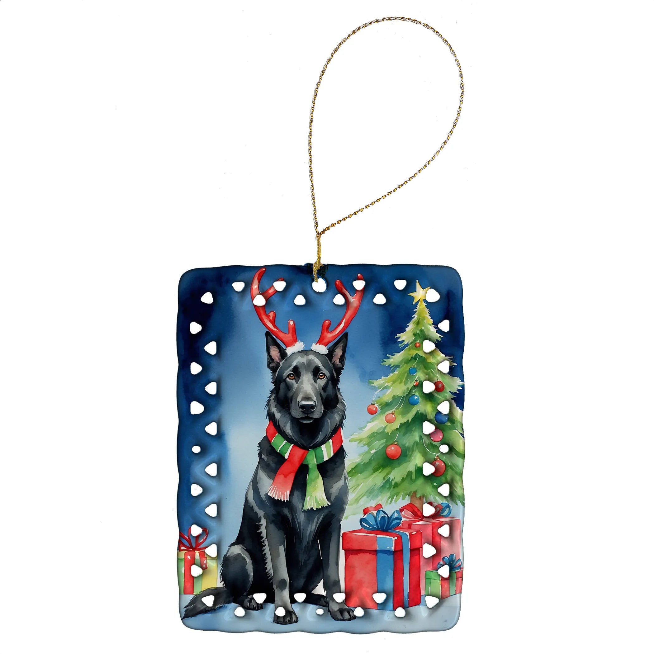 Christmas Reindeer Porcelain Ornament