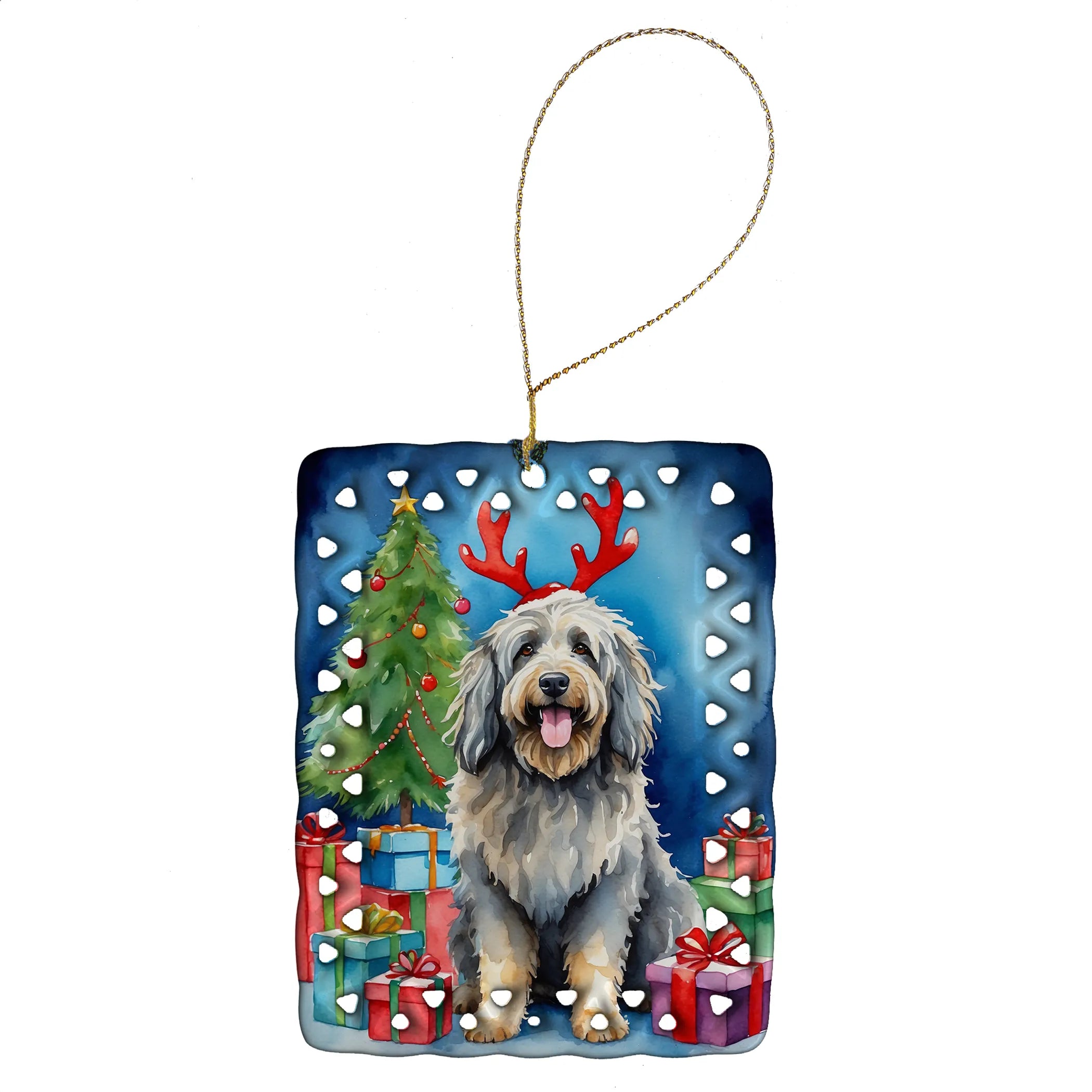 Christmas Reindeer Porcelain Ornament