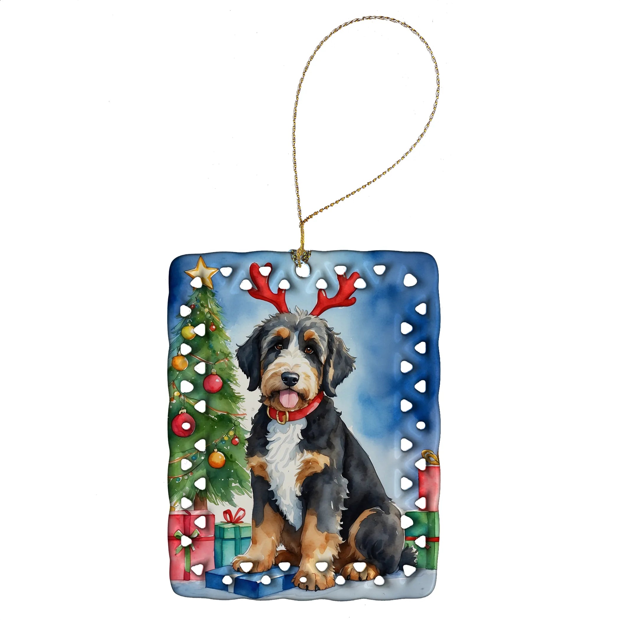 Christmas Reindeer Porcelain Ornament
