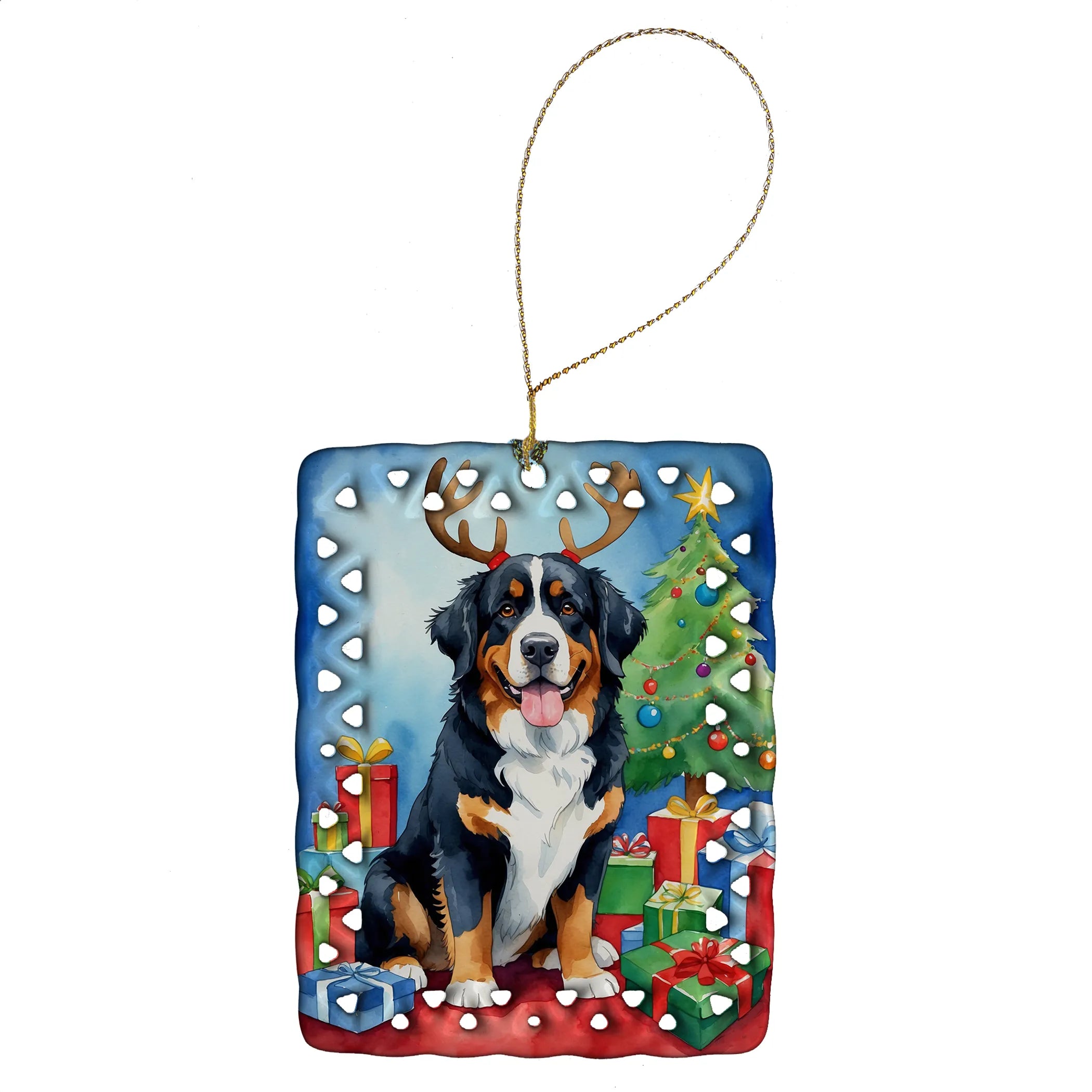Christmas Reindeer Porcelain Ornament