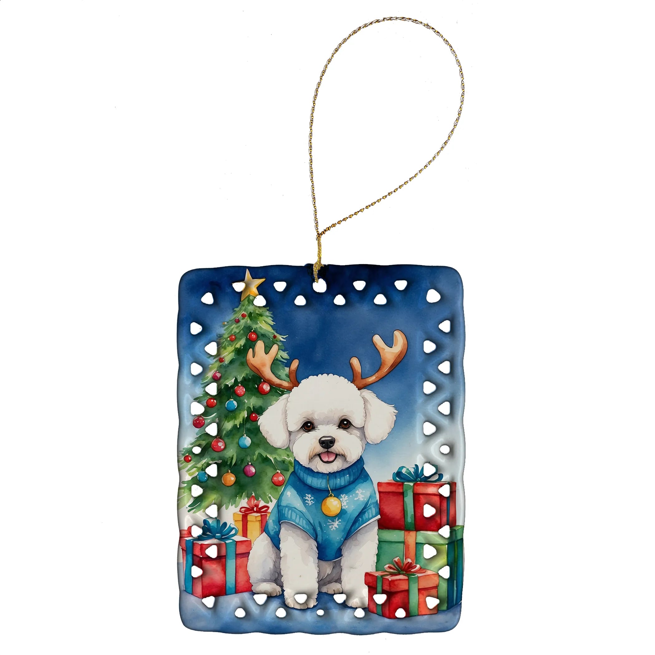Christmas Reindeer Porcelain Ornament