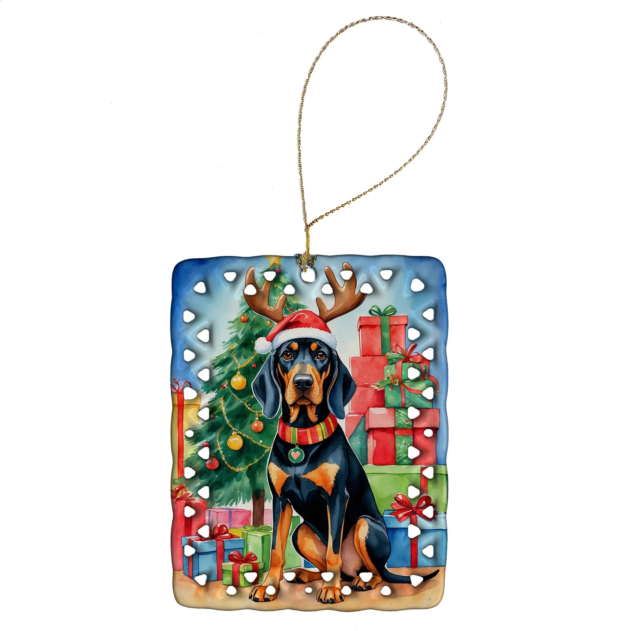 Christmas Reindeer Porcelain Ornament