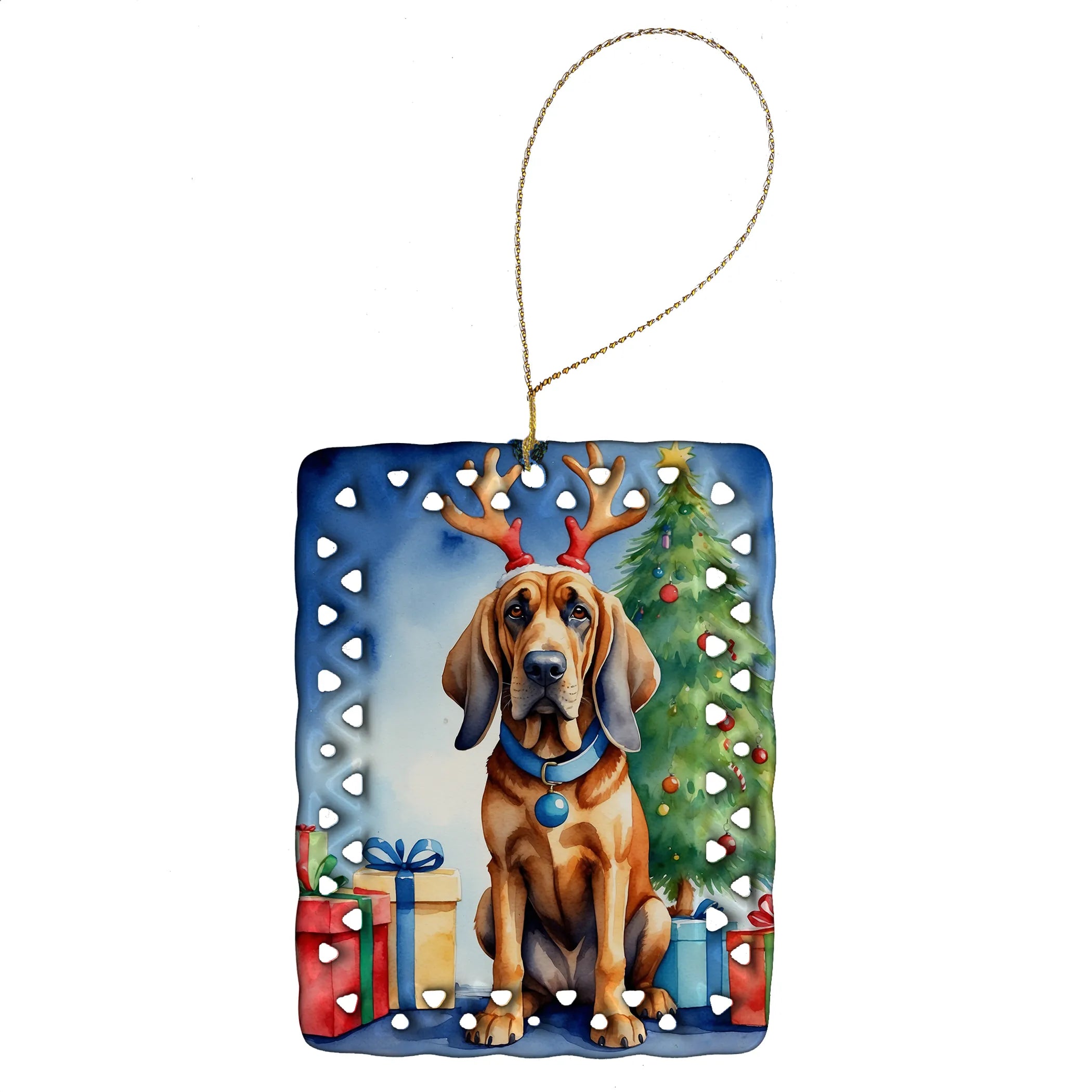 Christmas Reindeer Porcelain Ornament