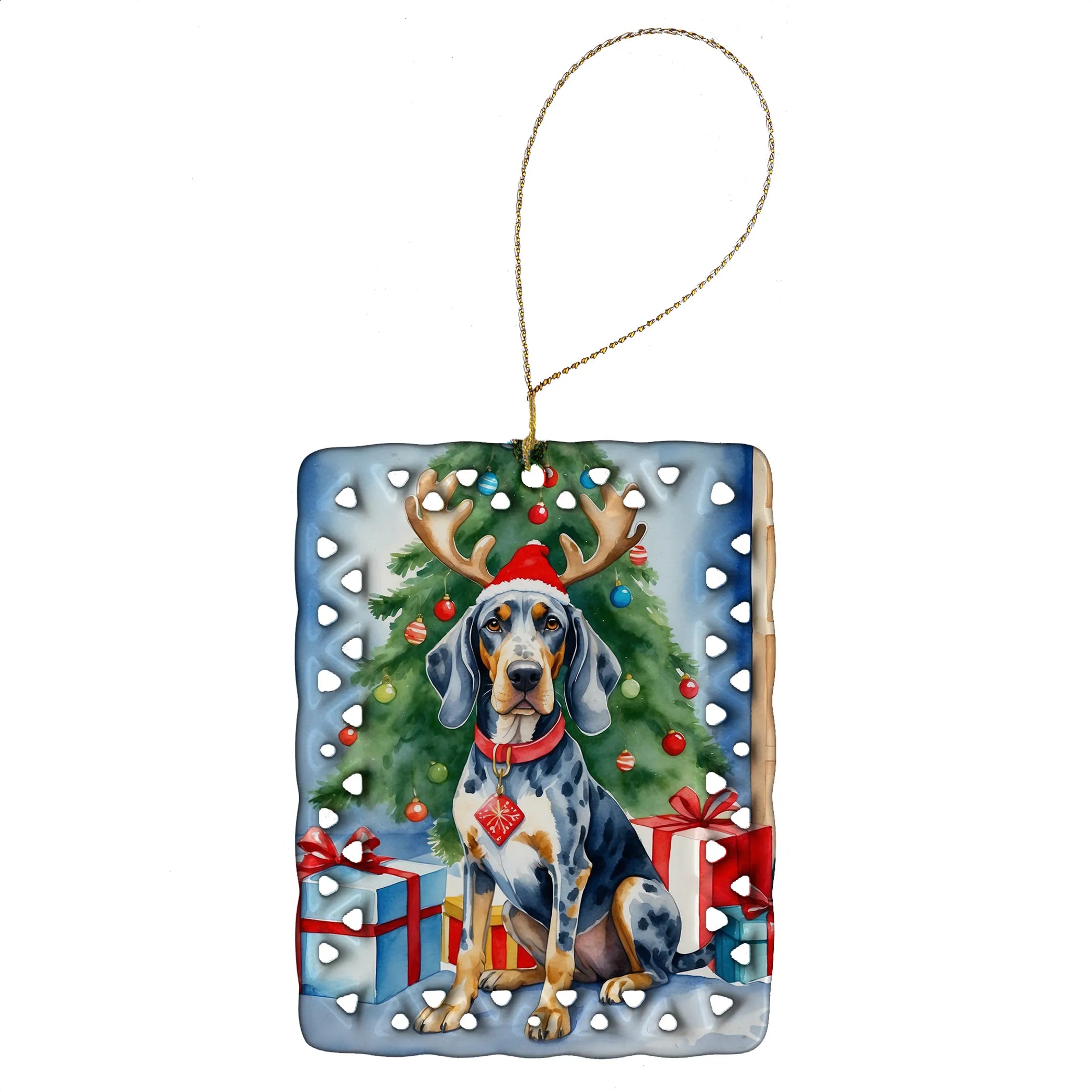 Christmas Reindeer Porcelain Ornament