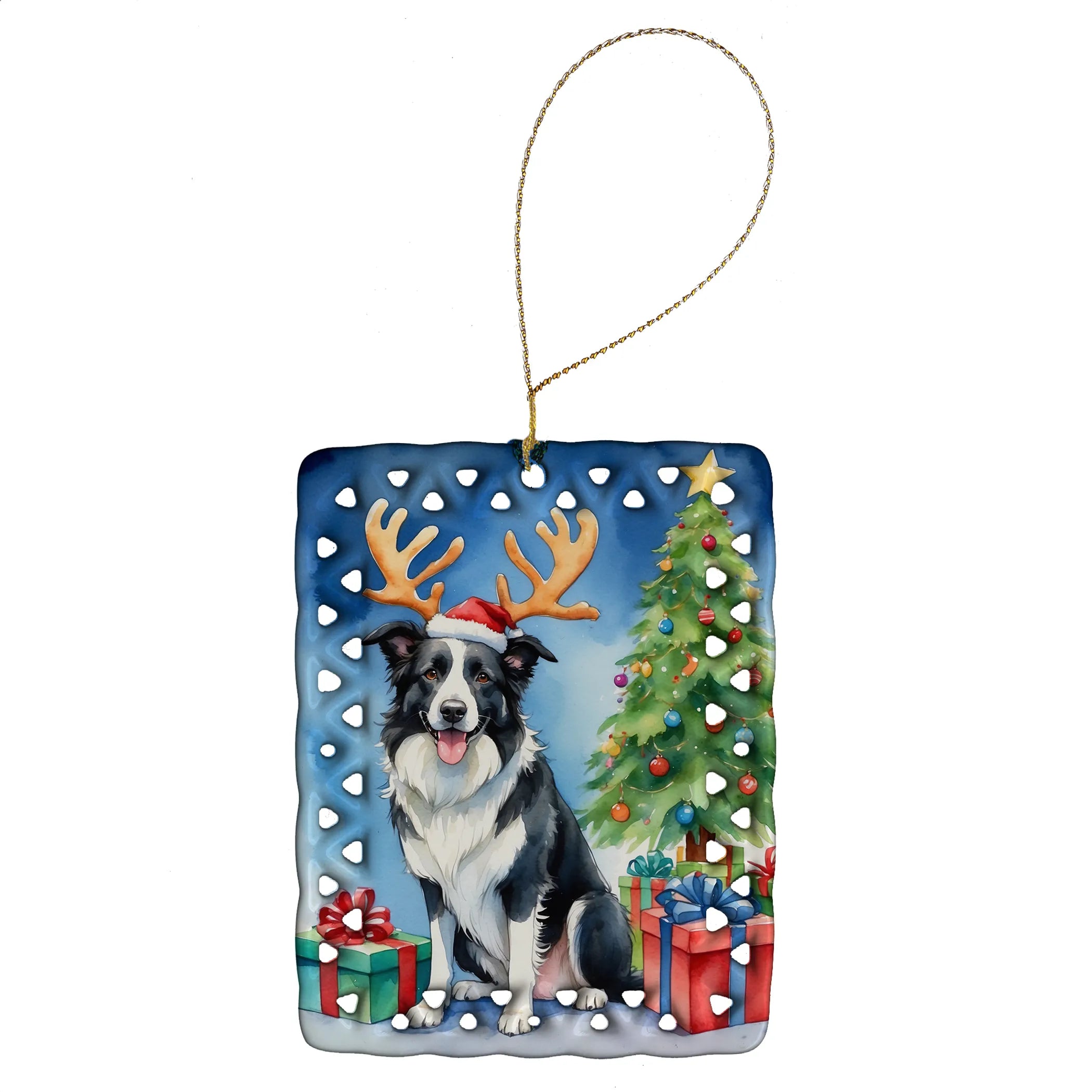Christmas Reindeer Porcelain Ornament