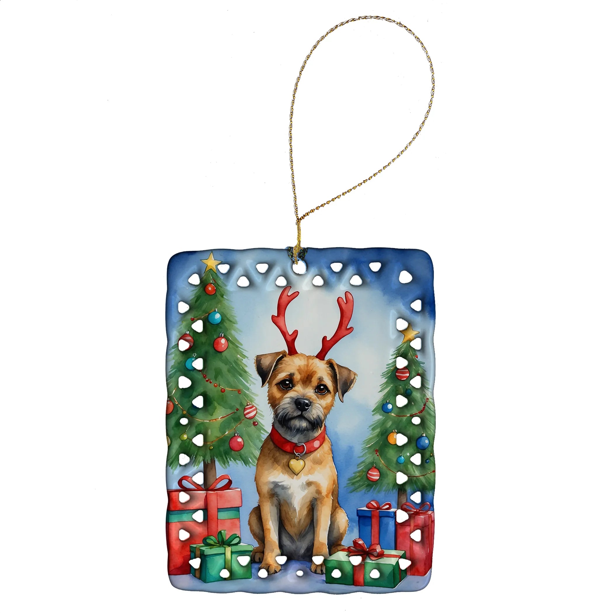 Christmas Reindeer Porcelain Ornament