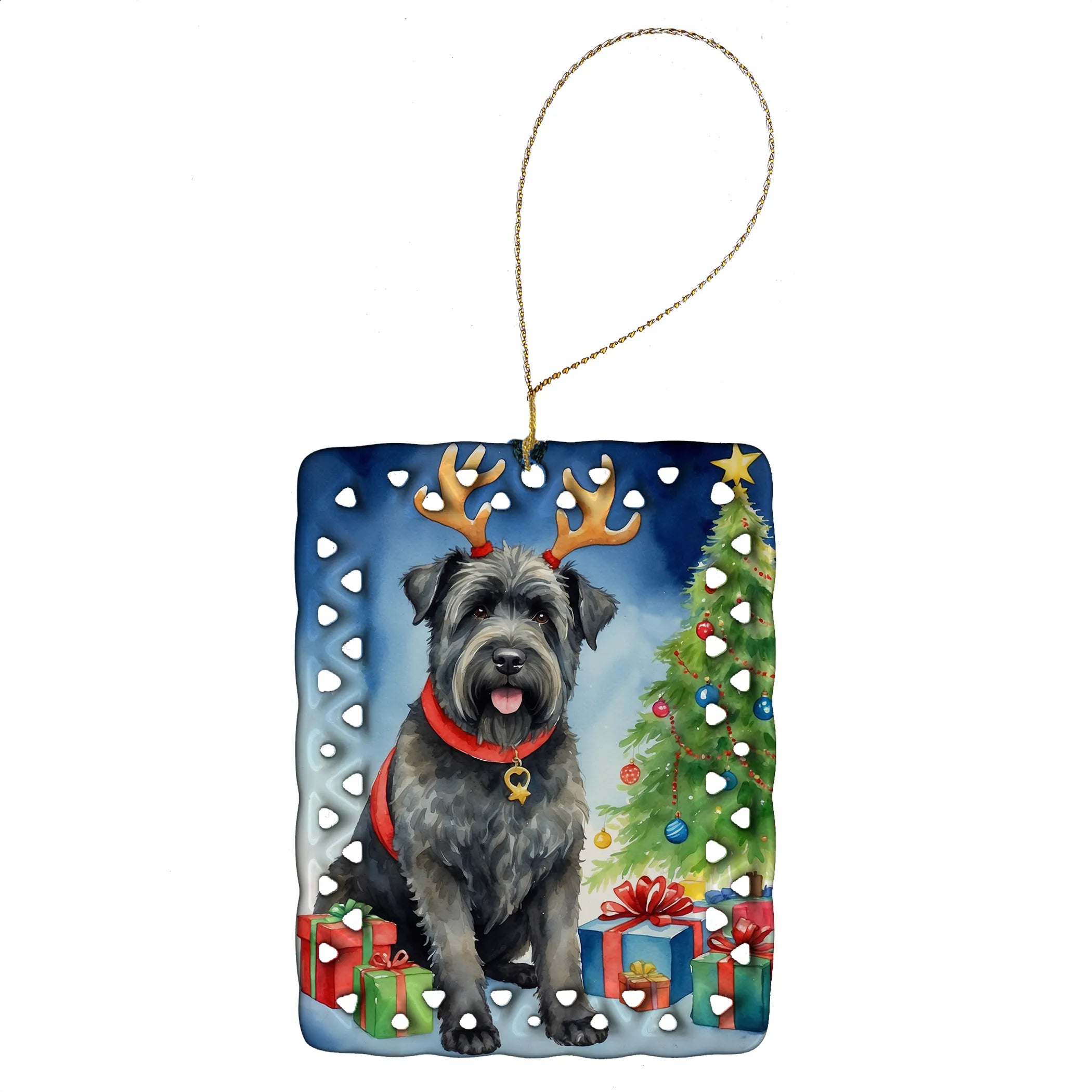 Christmas Reindeer Porcelain Ornament
