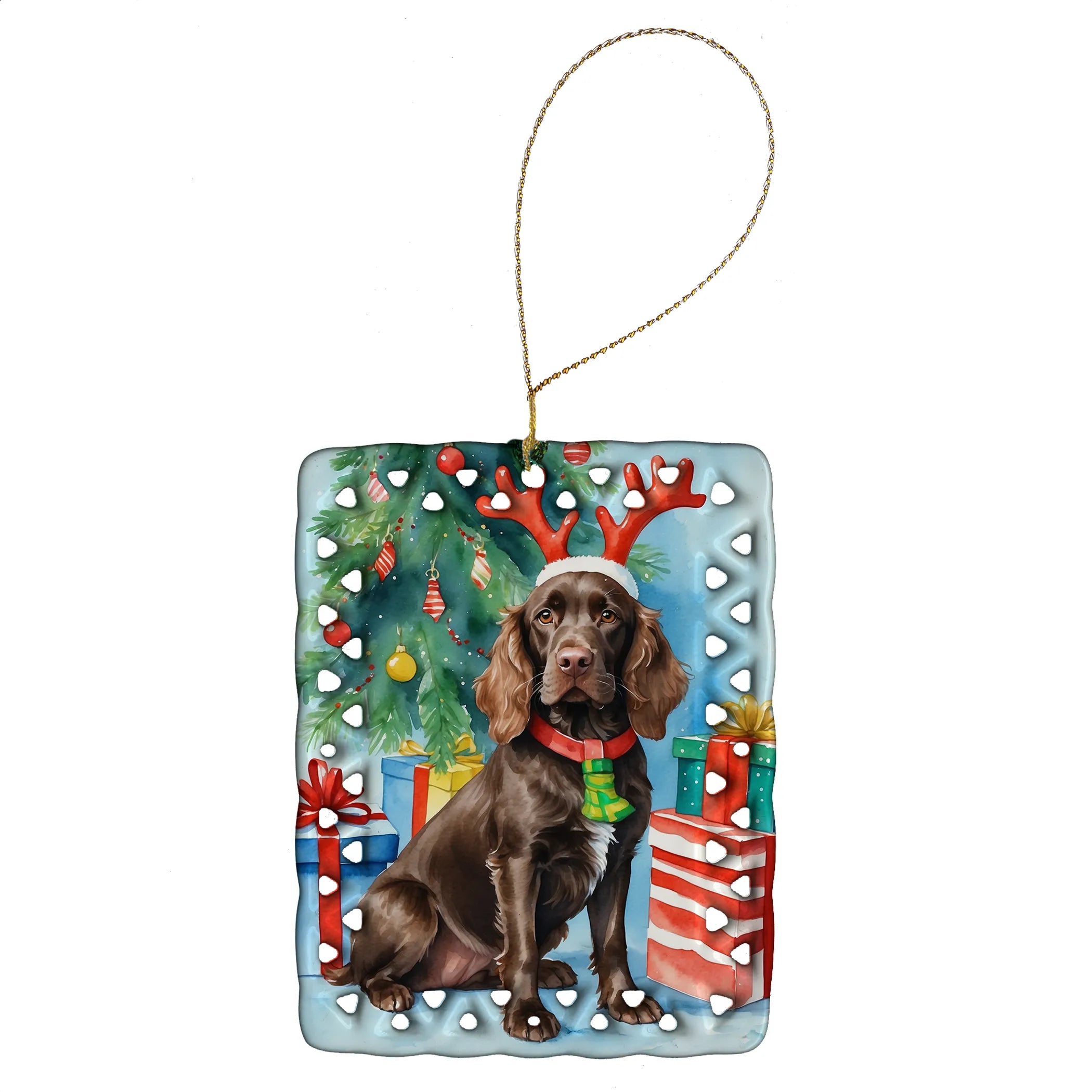 Christmas Reindeer Porcelain Ornament