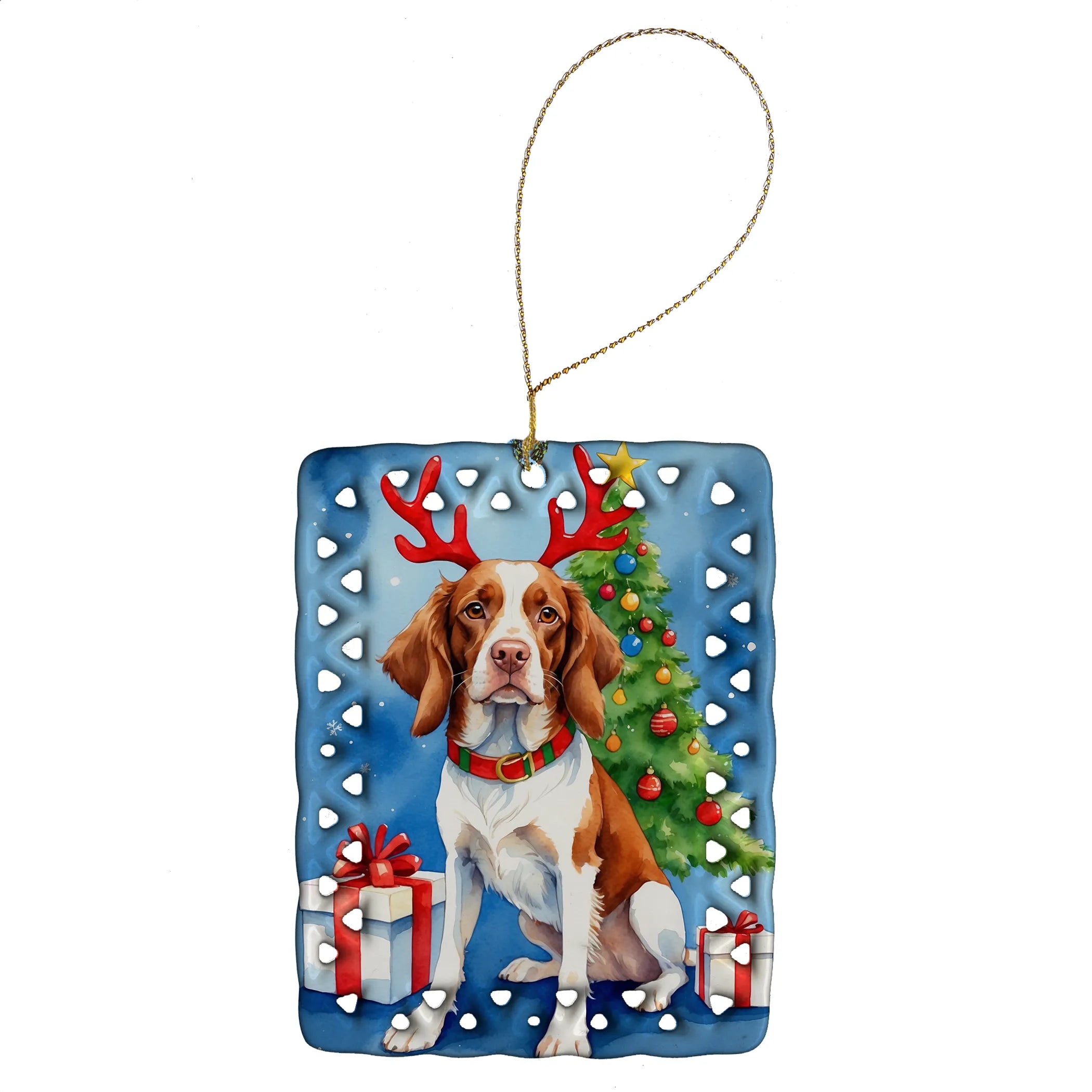 Christmas Reindeer Porcelain Ornament