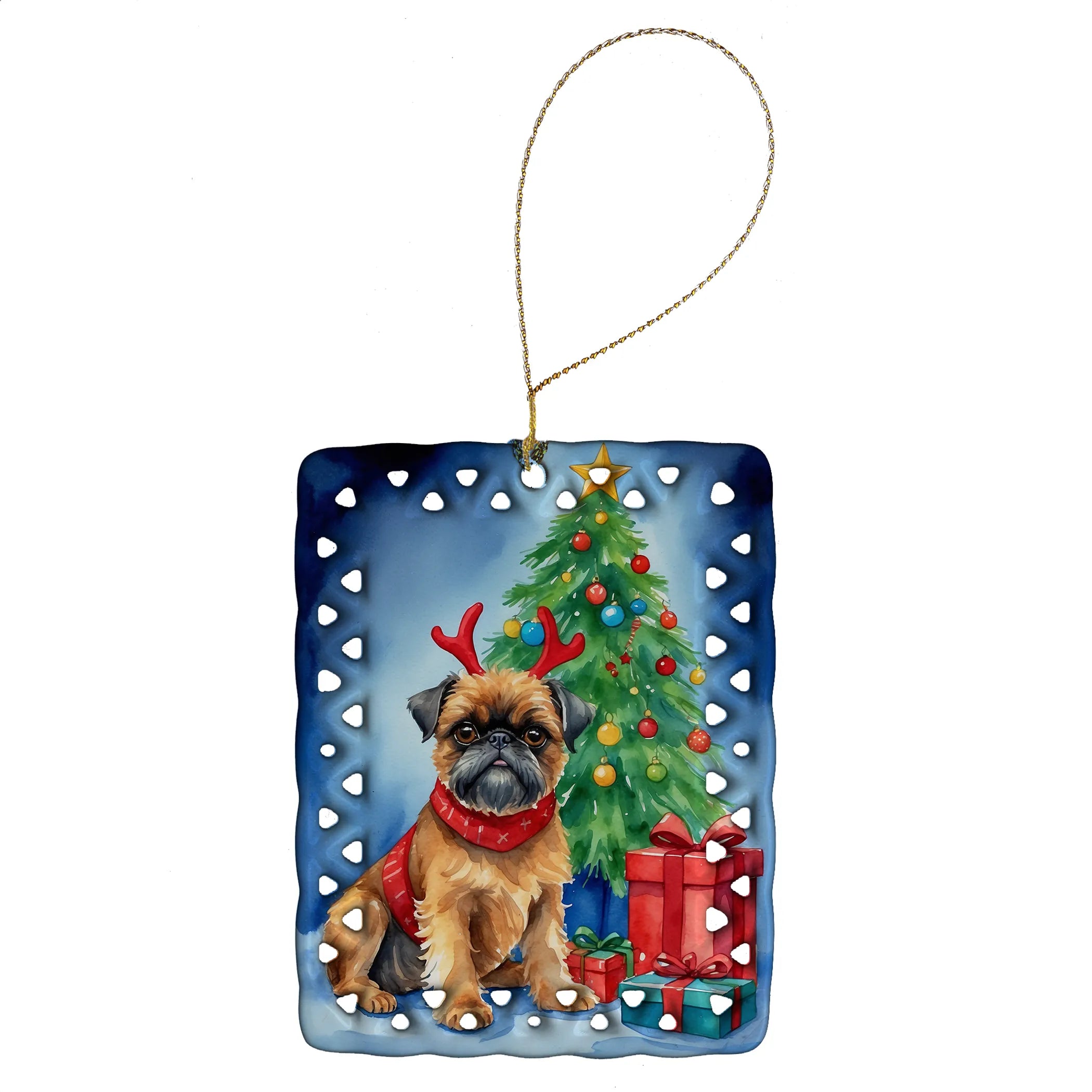 Christmas Reindeer Porcelain Ornament
