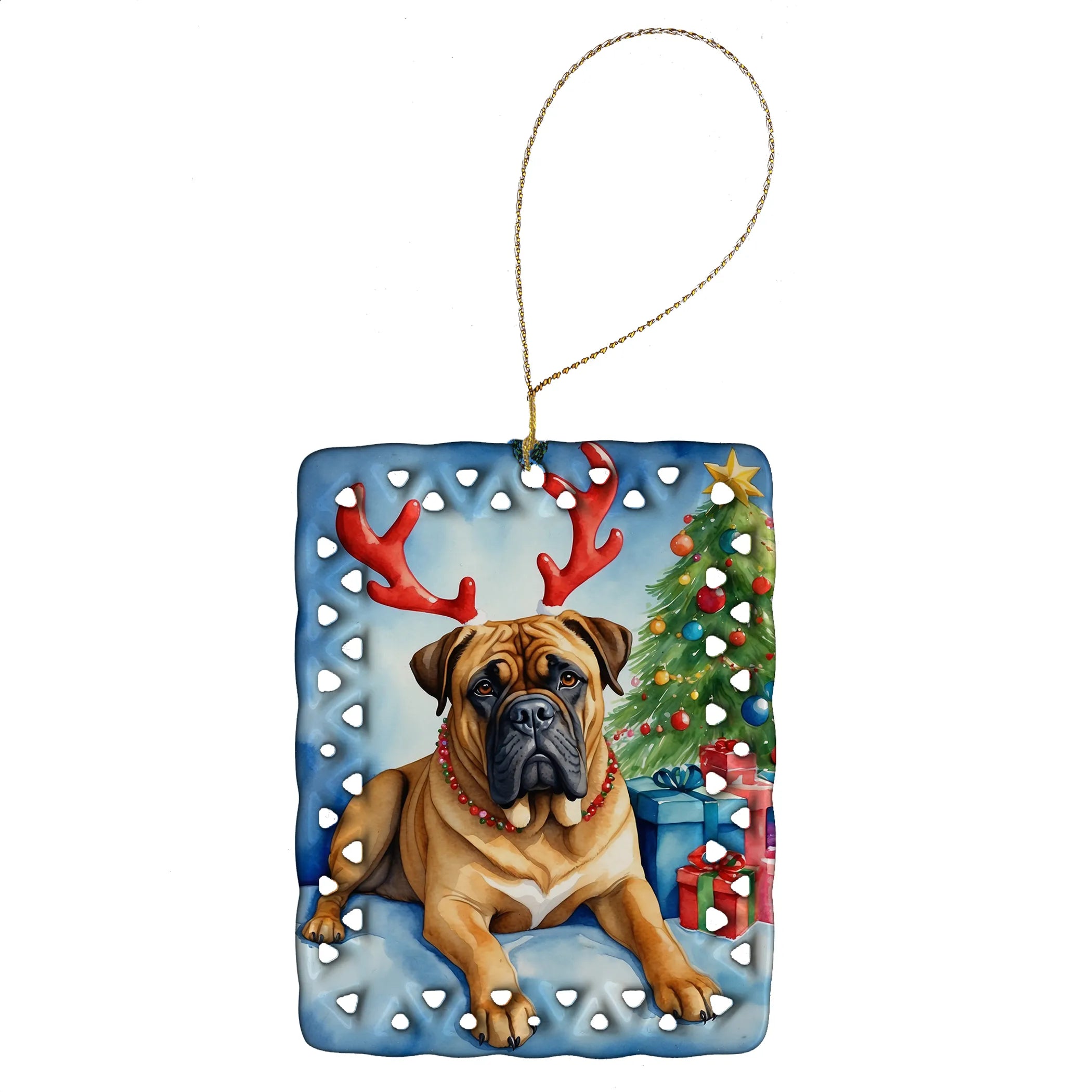 Christmas Reindeer Porcelain Ornament