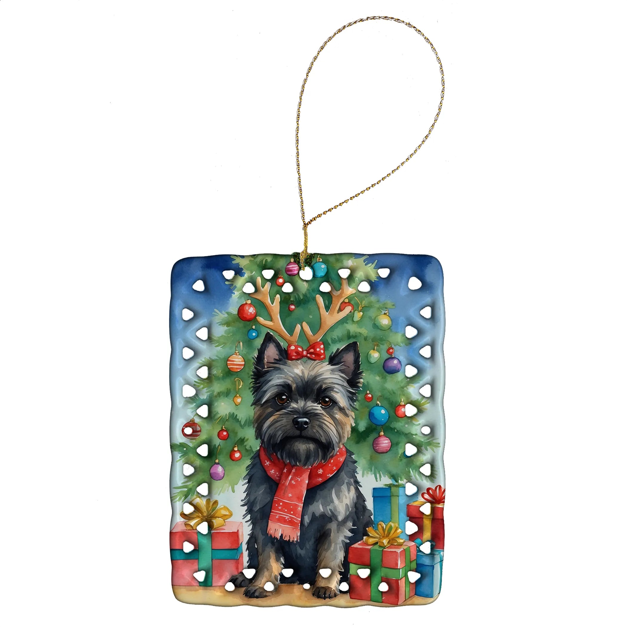 Christmas Reindeer Porcelain Ornament