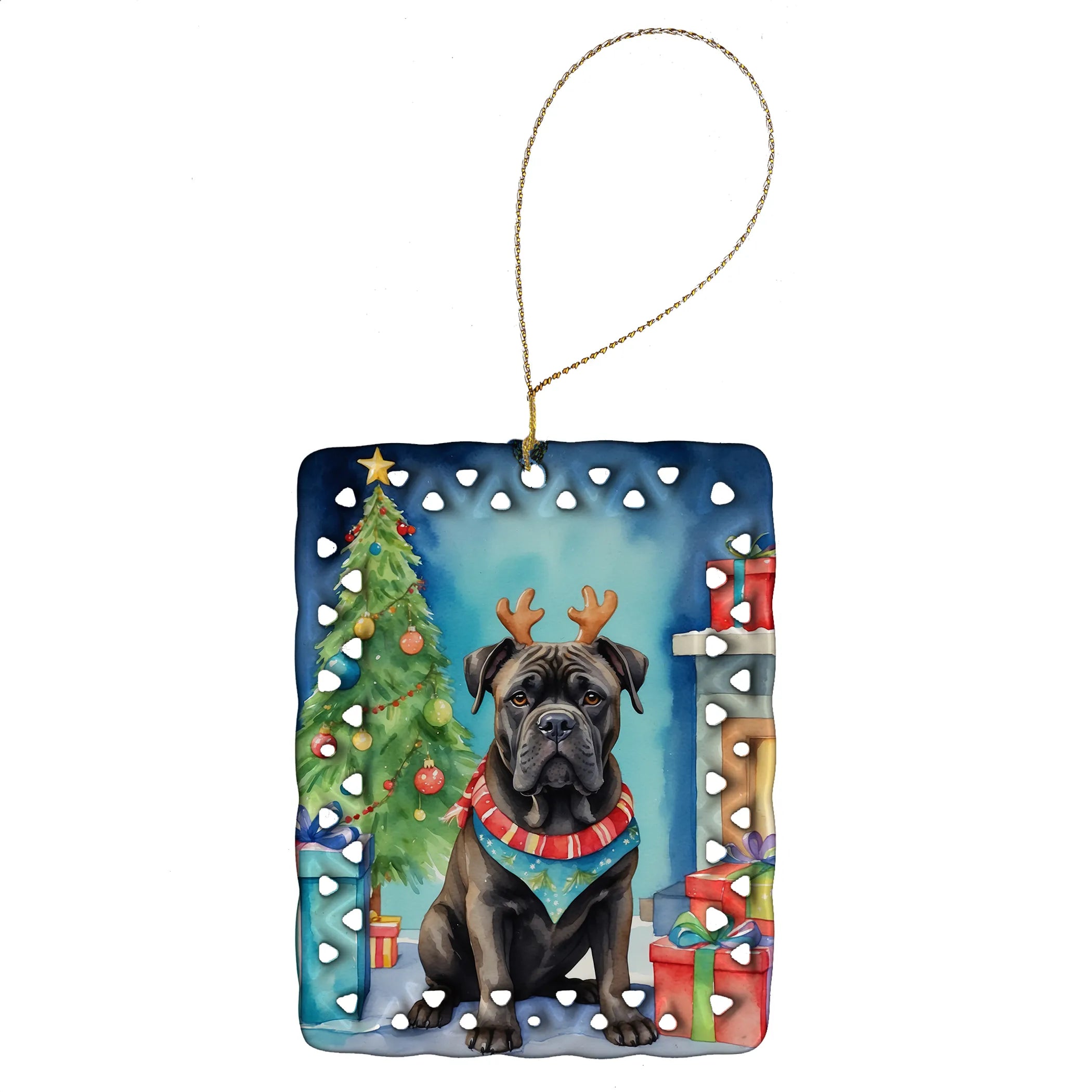 Christmas Reindeer Porcelain Ornament