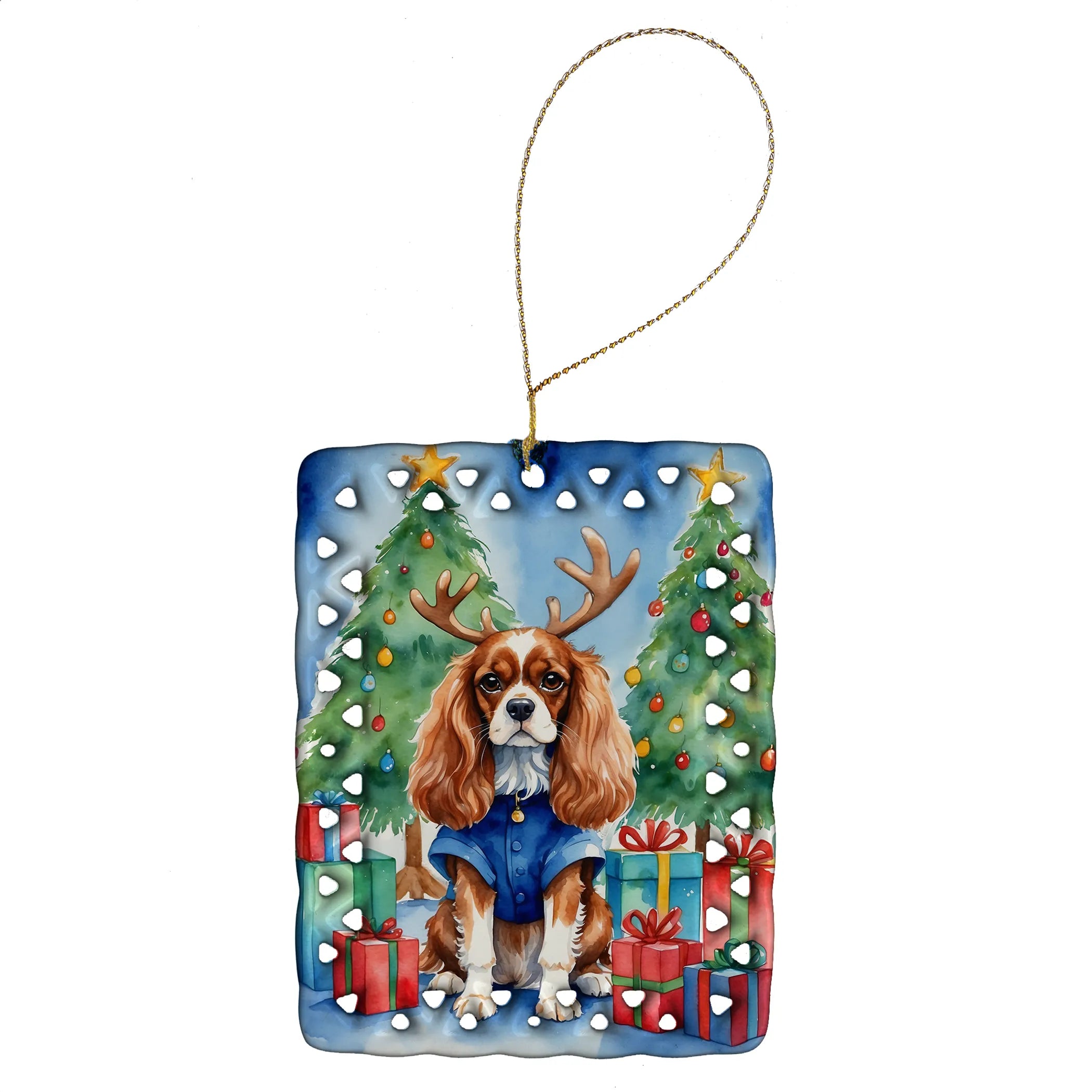 Christmas Reindeer Porcelain Ornament