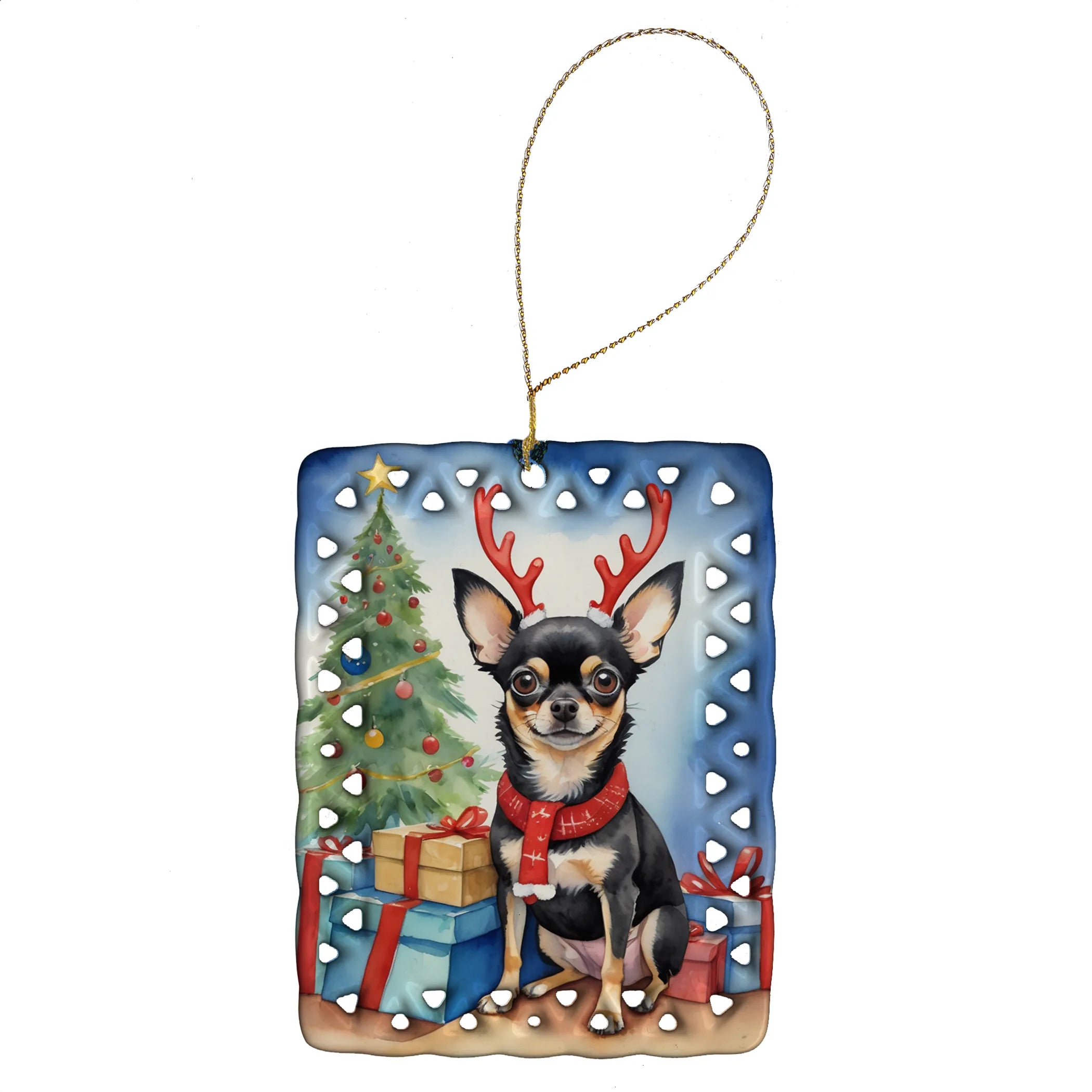 Christmas Reindeer Porcelain Ornament
