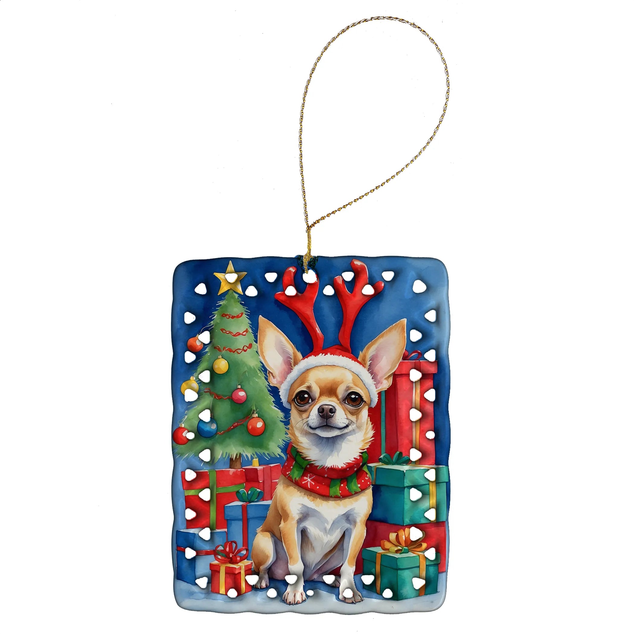 Christmas Reindeer Porcelain Ornament