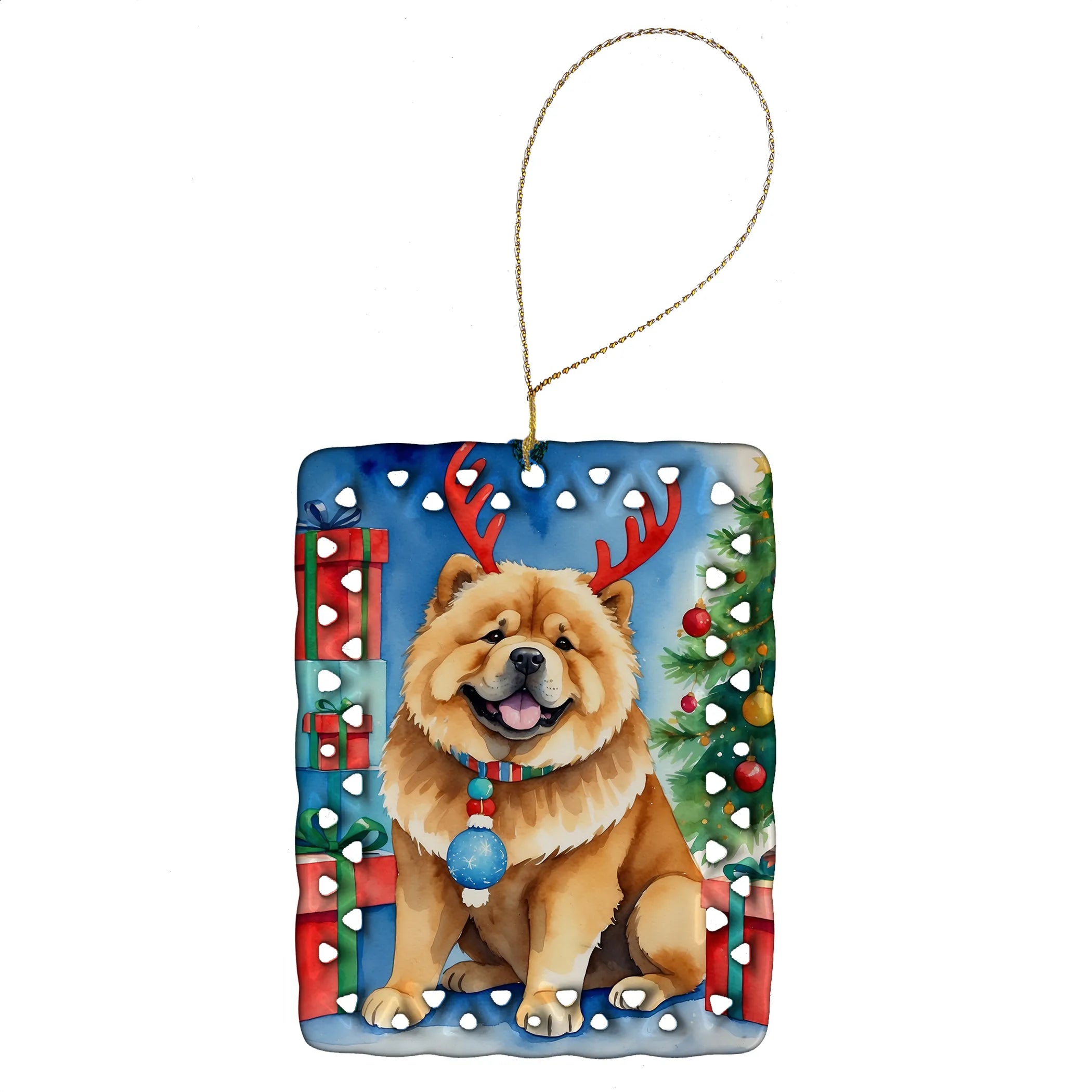 Christmas Reindeer Porcelain Ornament