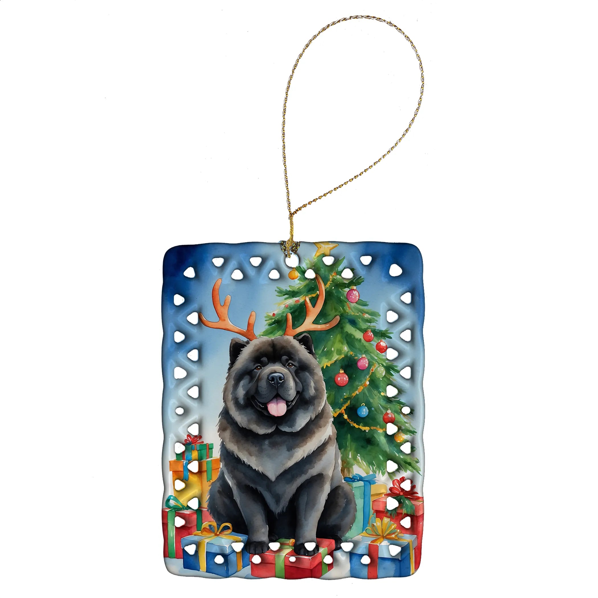 Christmas Reindeer Porcelain Ornament