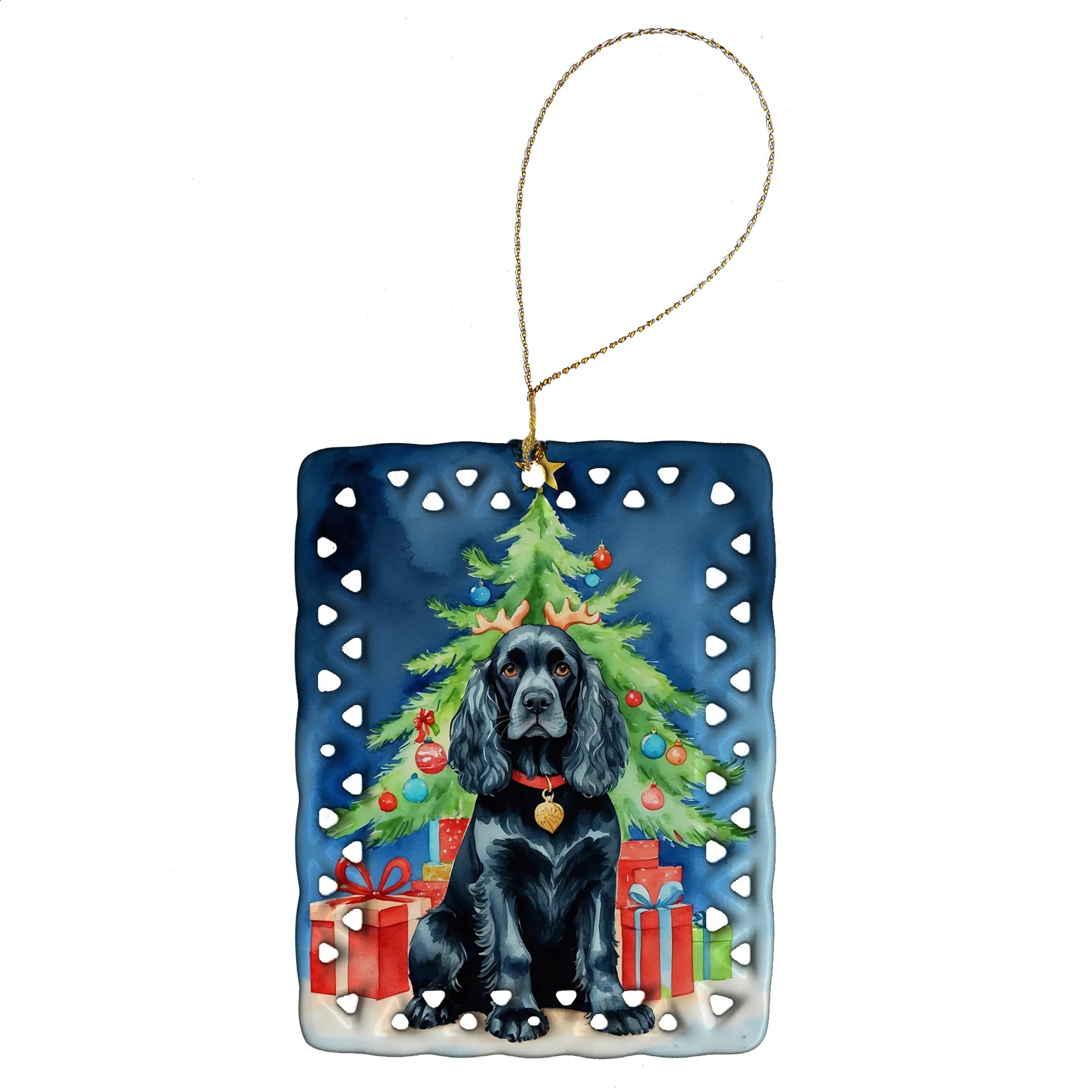 Christmas Reindeer Porcelain Ornament