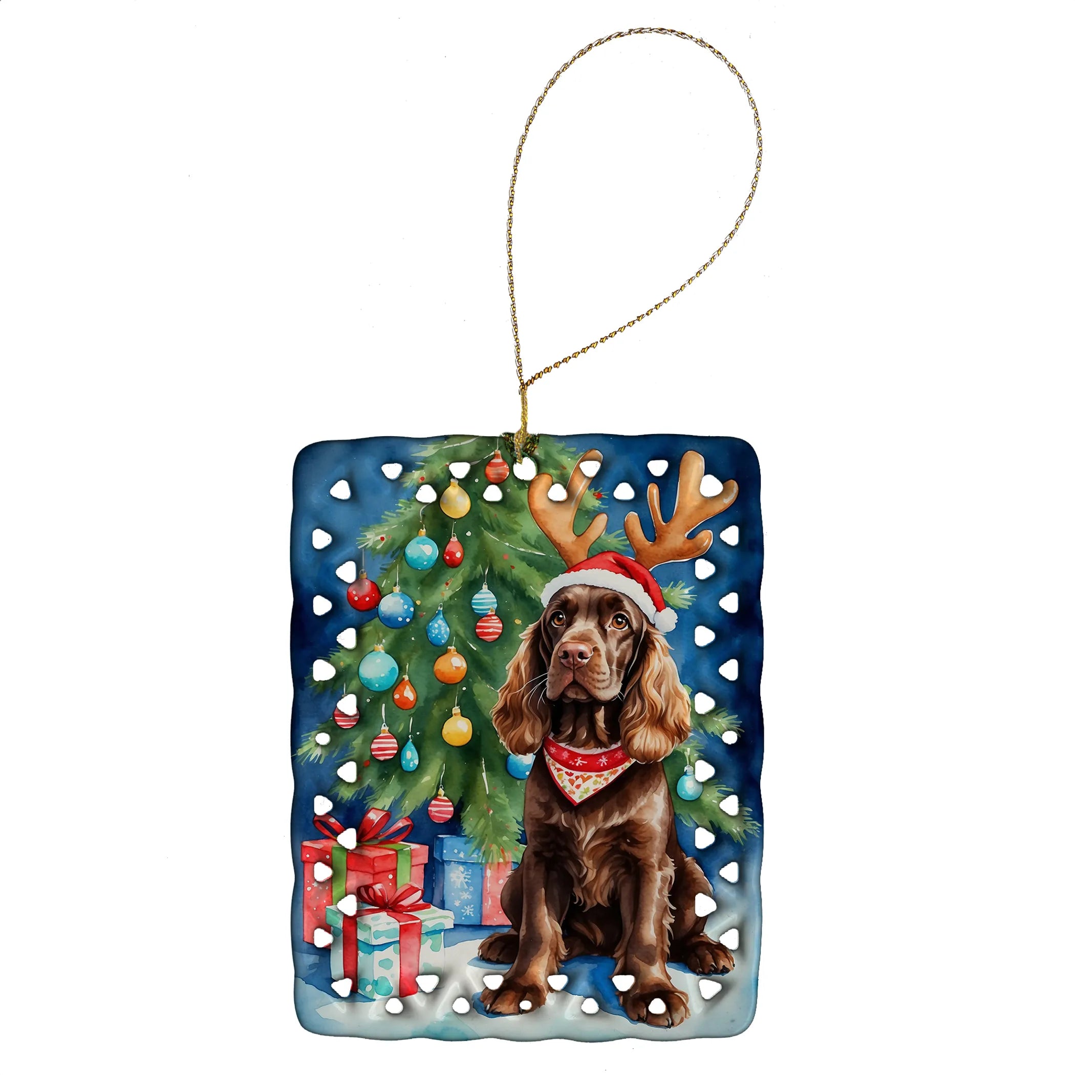 Christmas Reindeer Porcelain Ornament