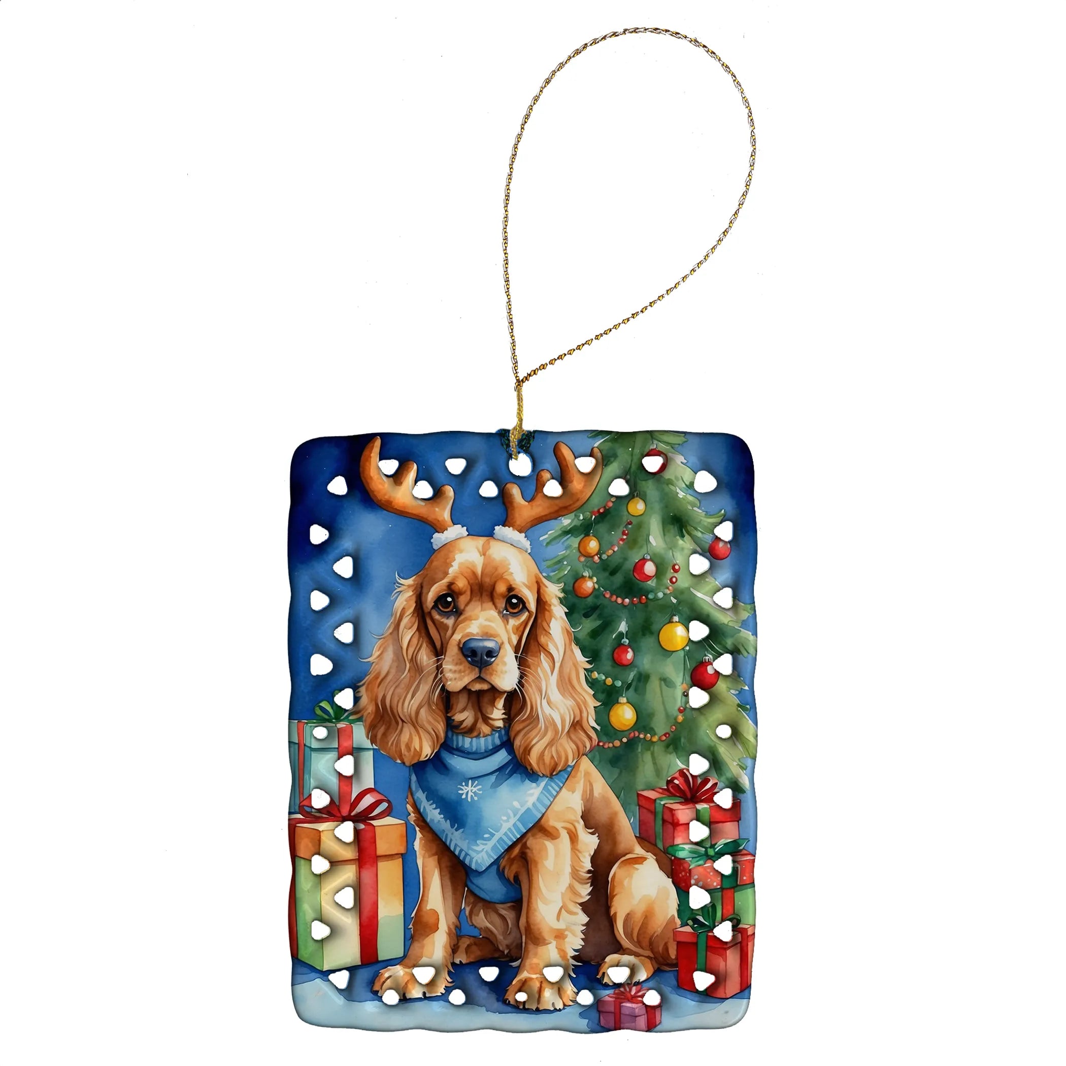 Christmas Reindeer Porcelain Ornament