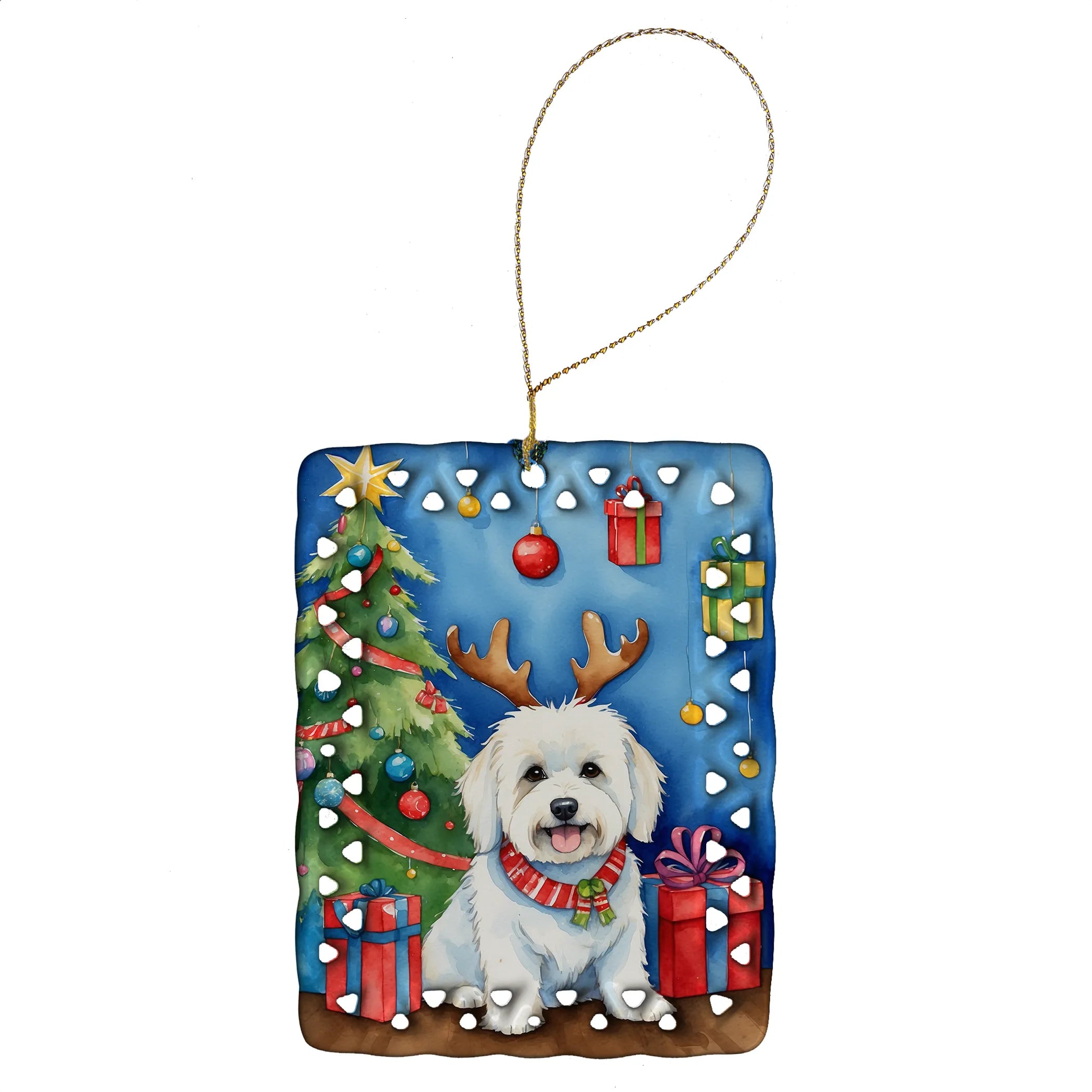 Christmas Reindeer Porcelain Ornament