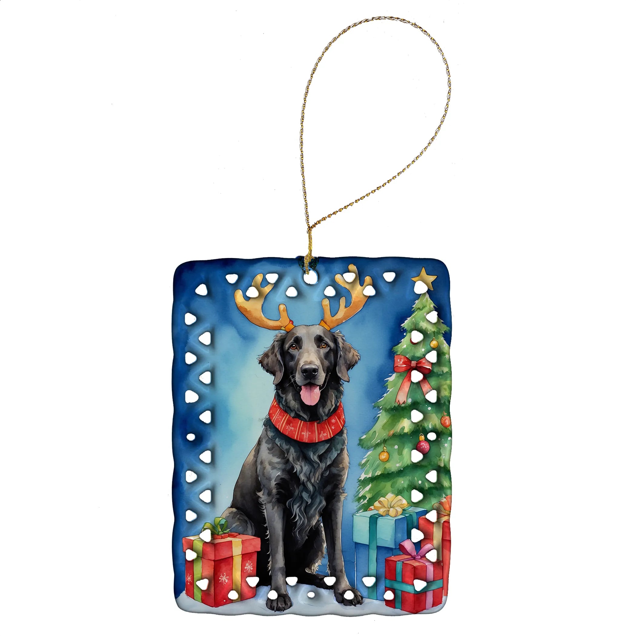 Christmas Reindeer Porcelain Ornament