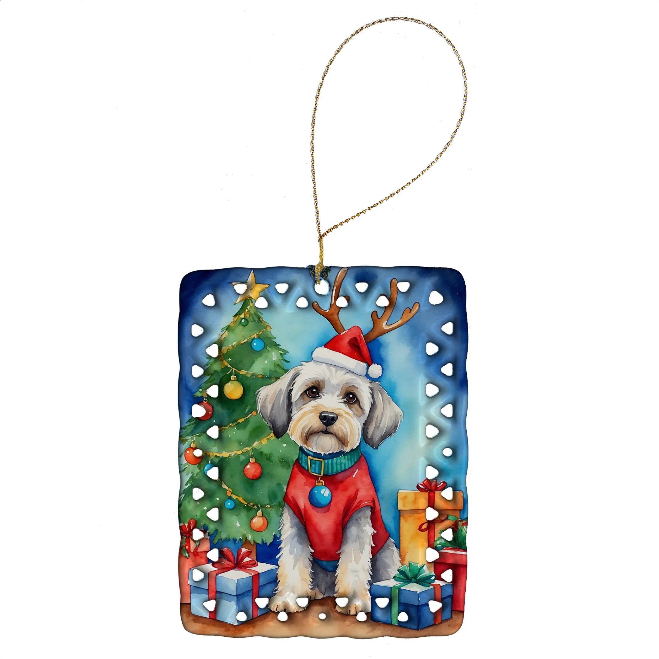 Christmas Reindeer Porcelain Ornament